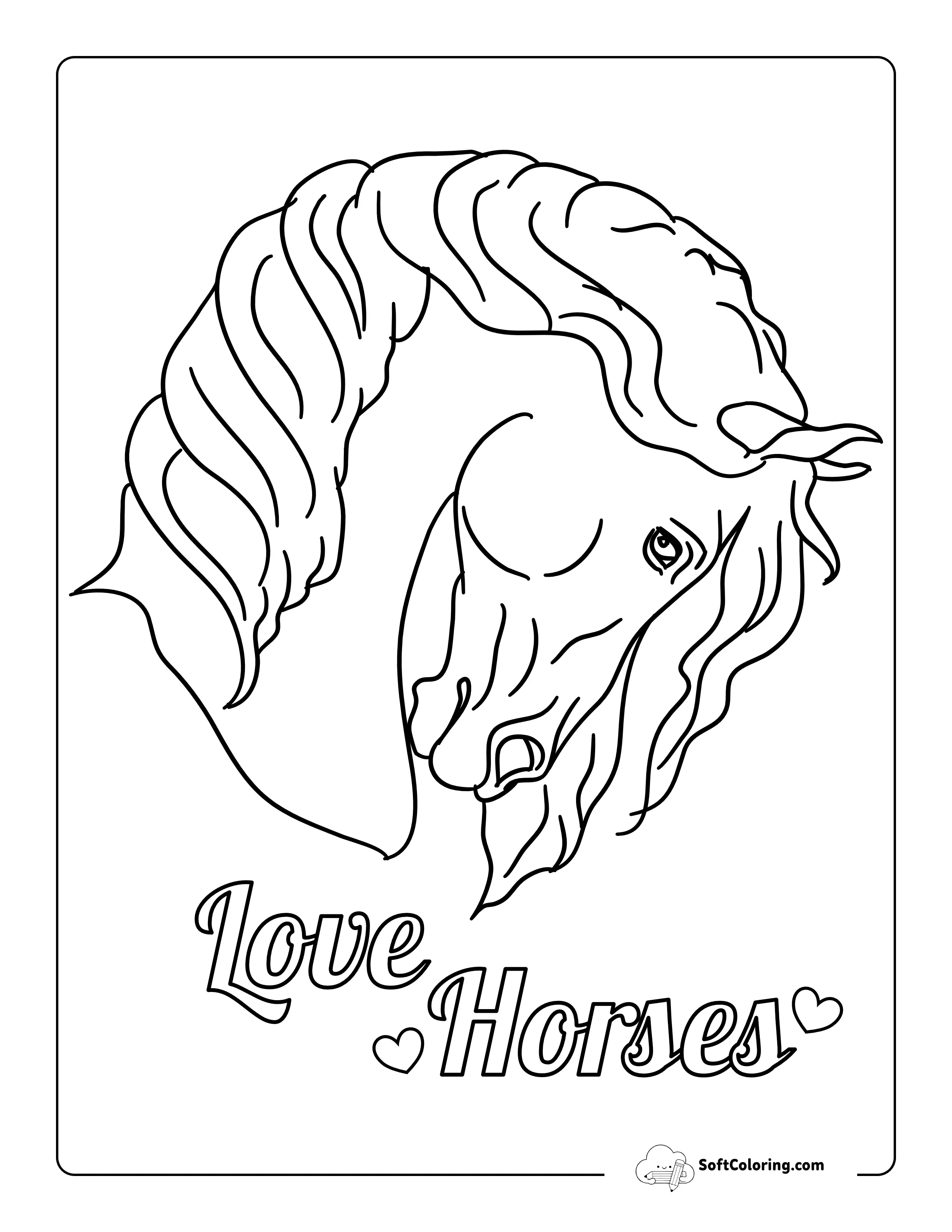 Line Drawing Horse Head Printable To Color