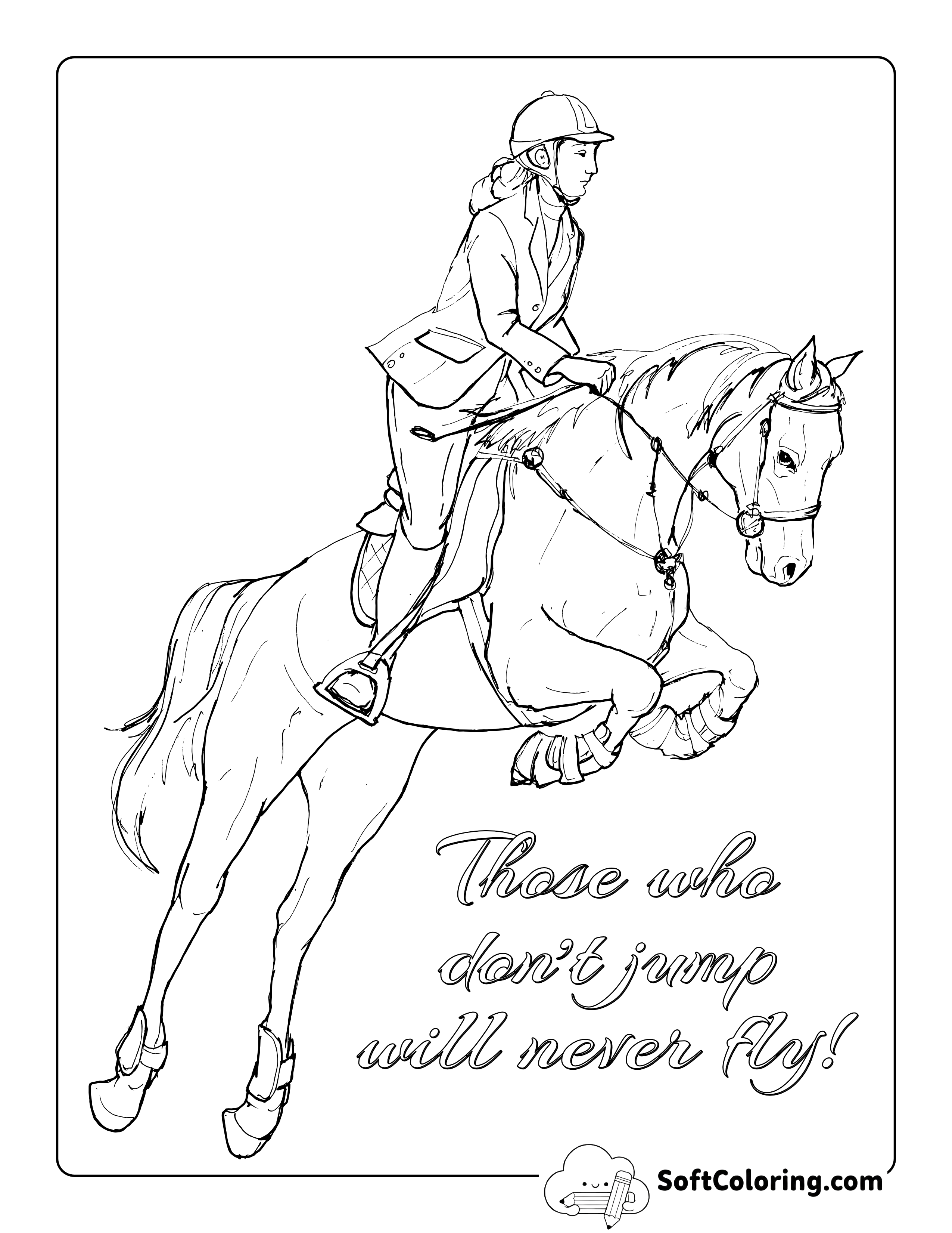 Realistic Jumping Horse Coloring Page