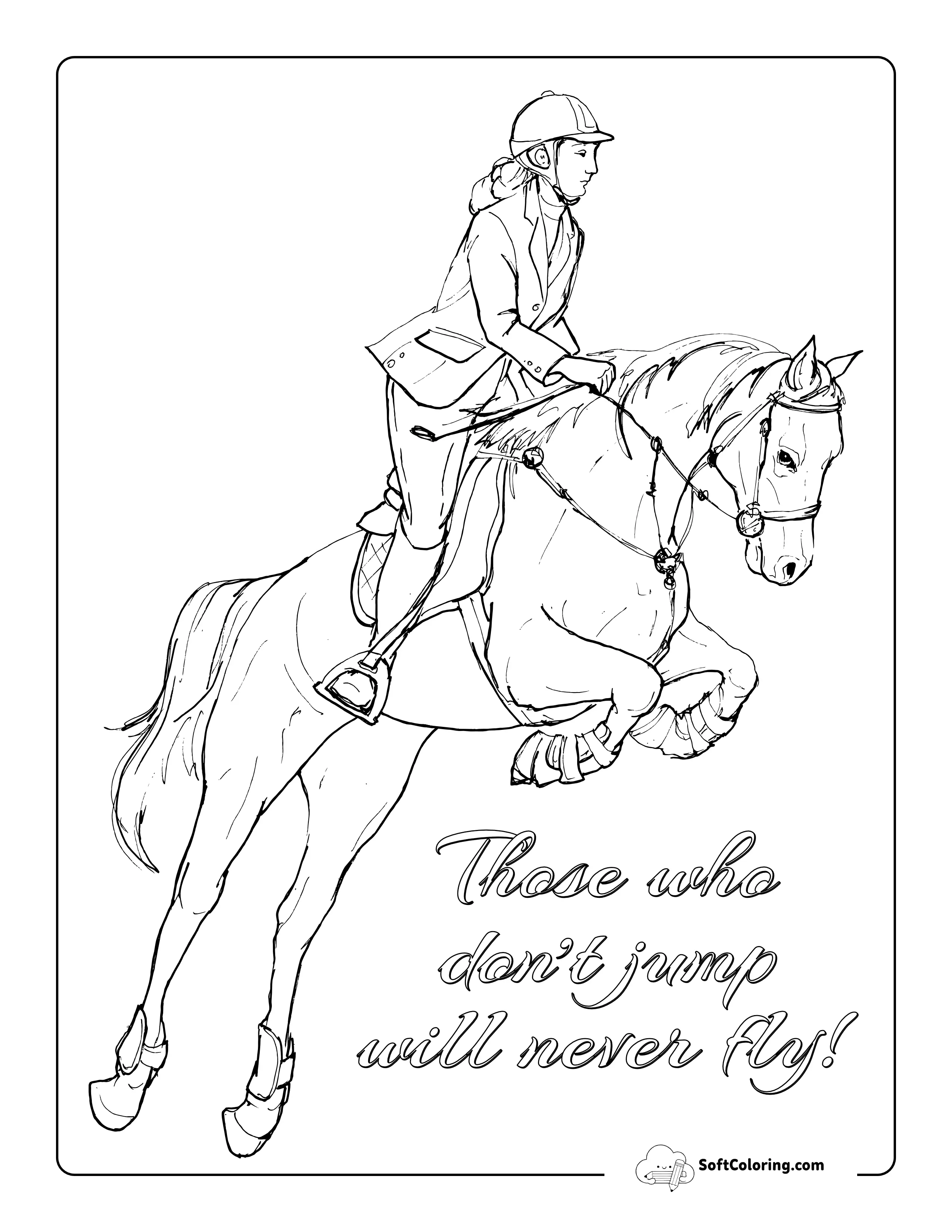 Realistic Jumping Horse Coloring Page