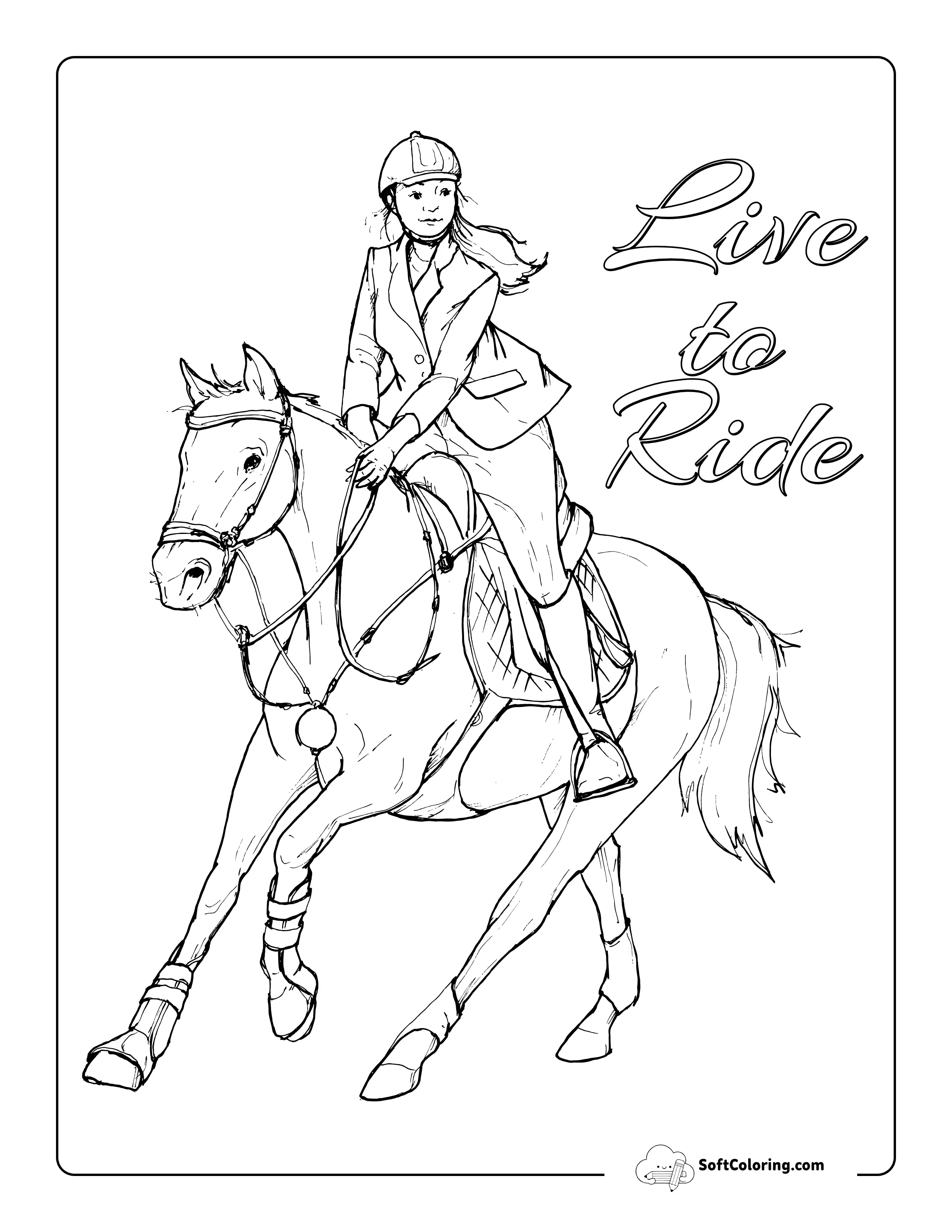 Lady Riding A Horse Picture To Color