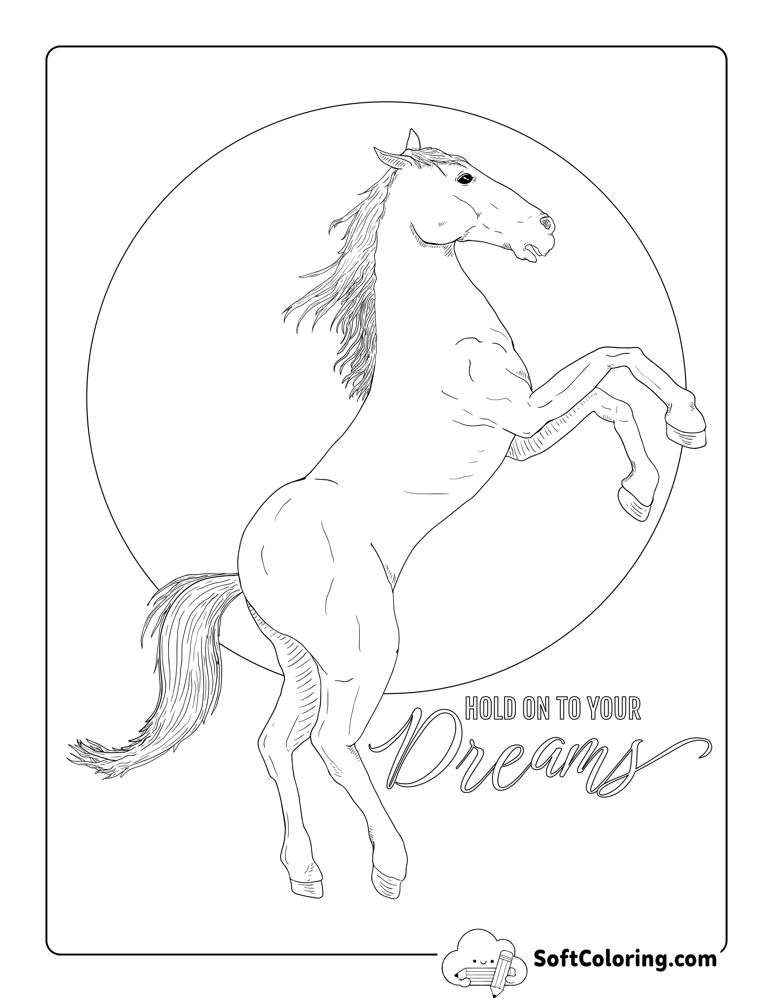 Sketch of Horse Rearing to Color