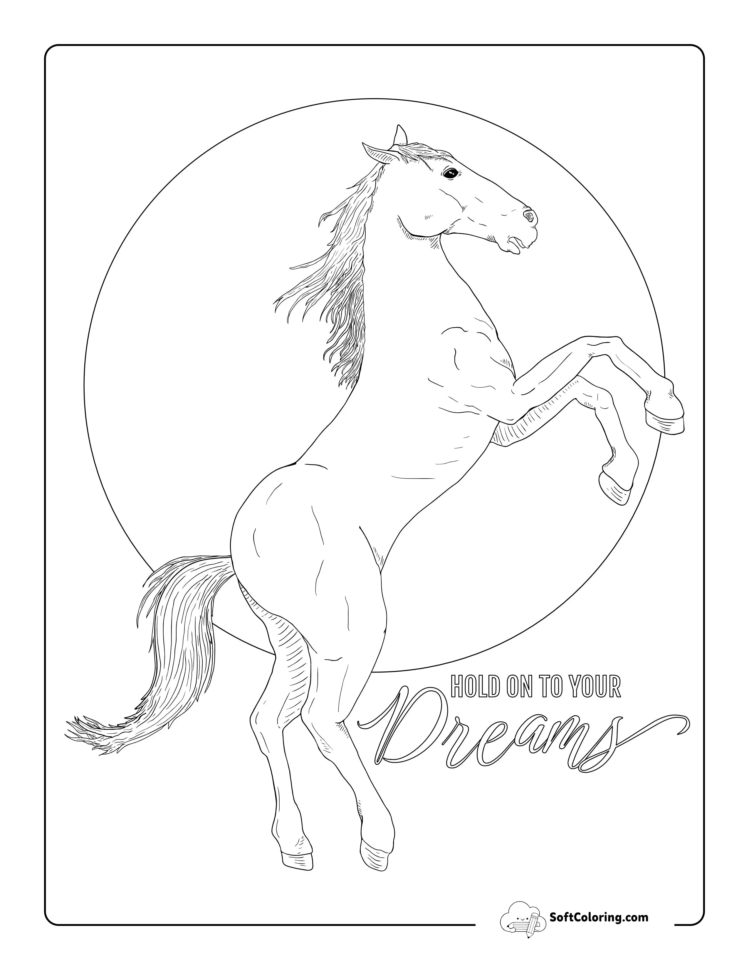 Sketch Of Horse Rearing To Color