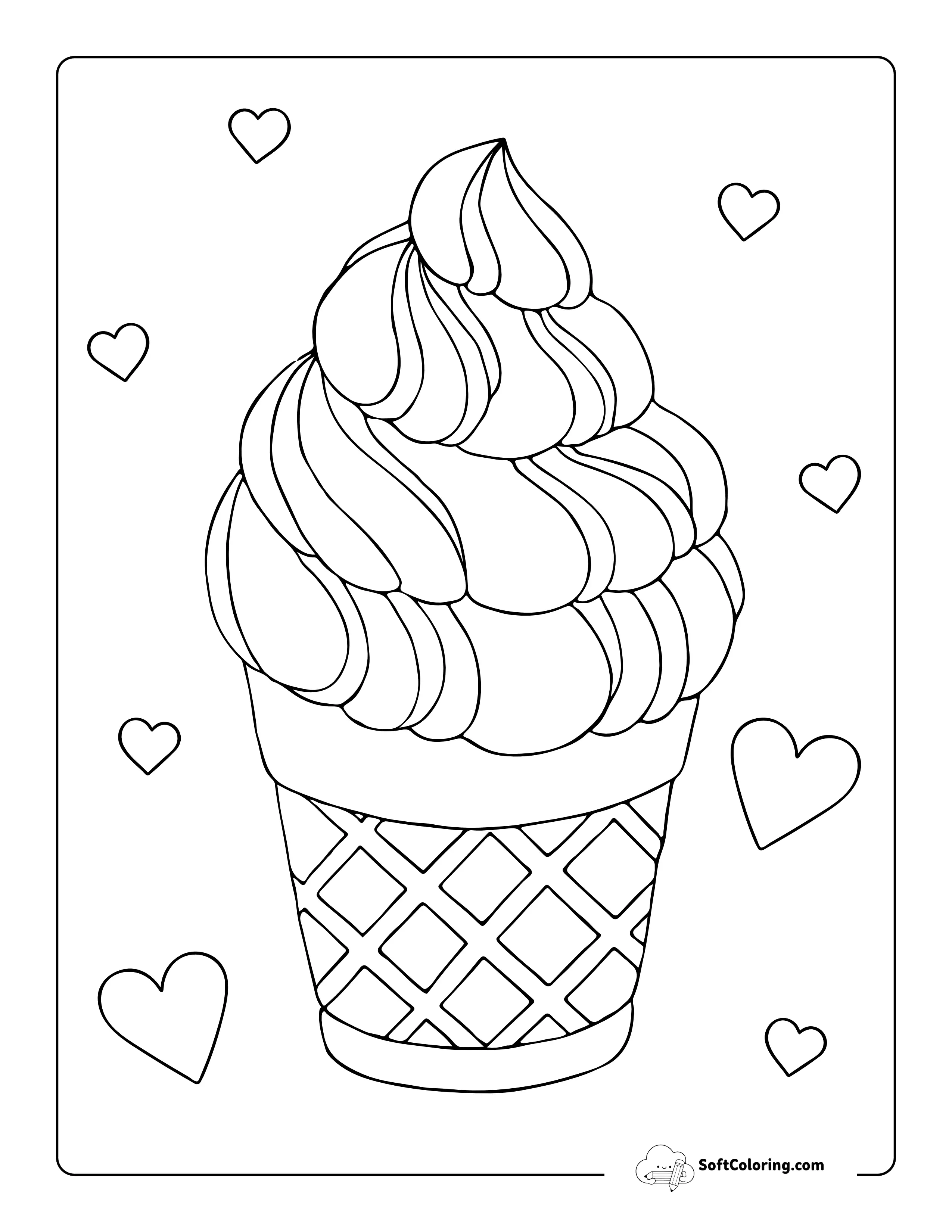 Soft Serve Ice Cream Coloring Page