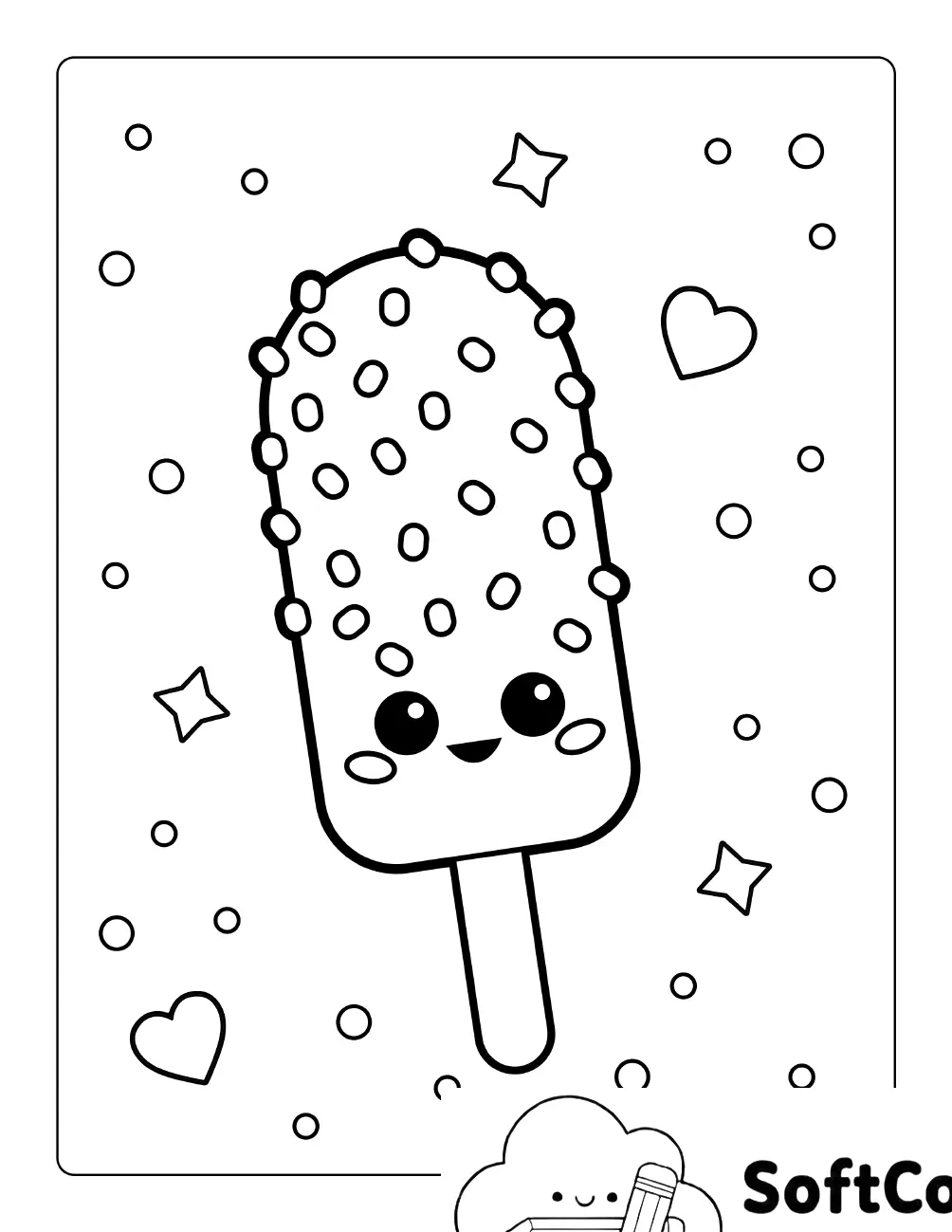 Chocolate-Coated Ice Cream Coloring Page