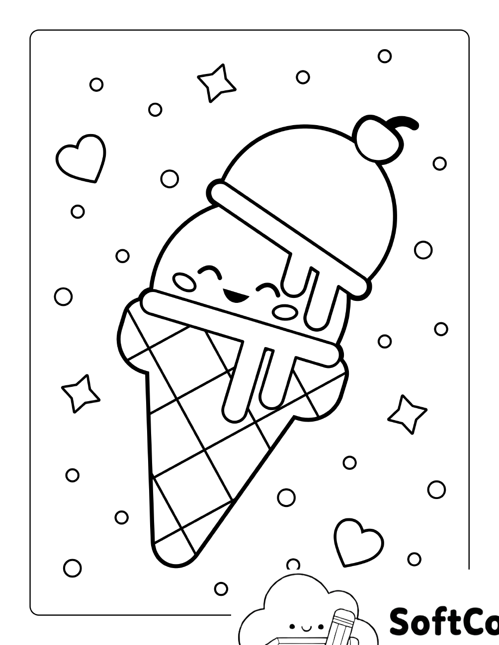 Cute Ice Cream Coloring Sheet for Kids