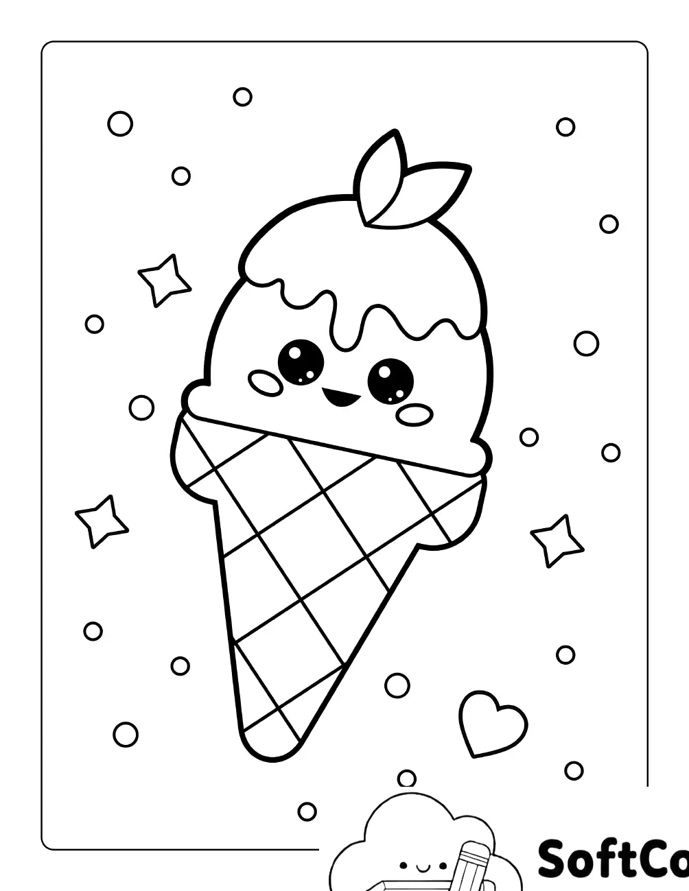 Happy Ice Cream Picture For Preschoolers To Color