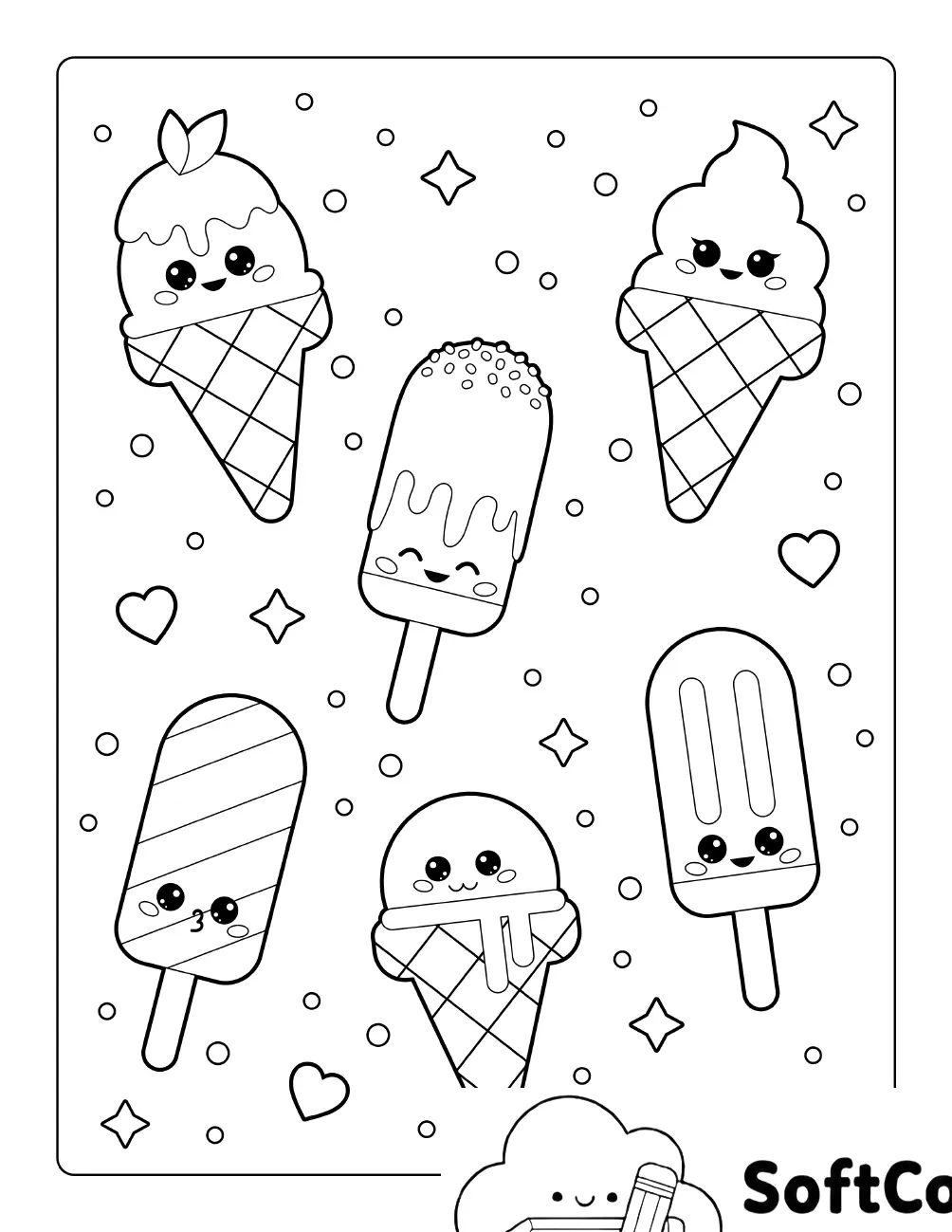 Cute Ice Cream Coloring Sheet For Kids