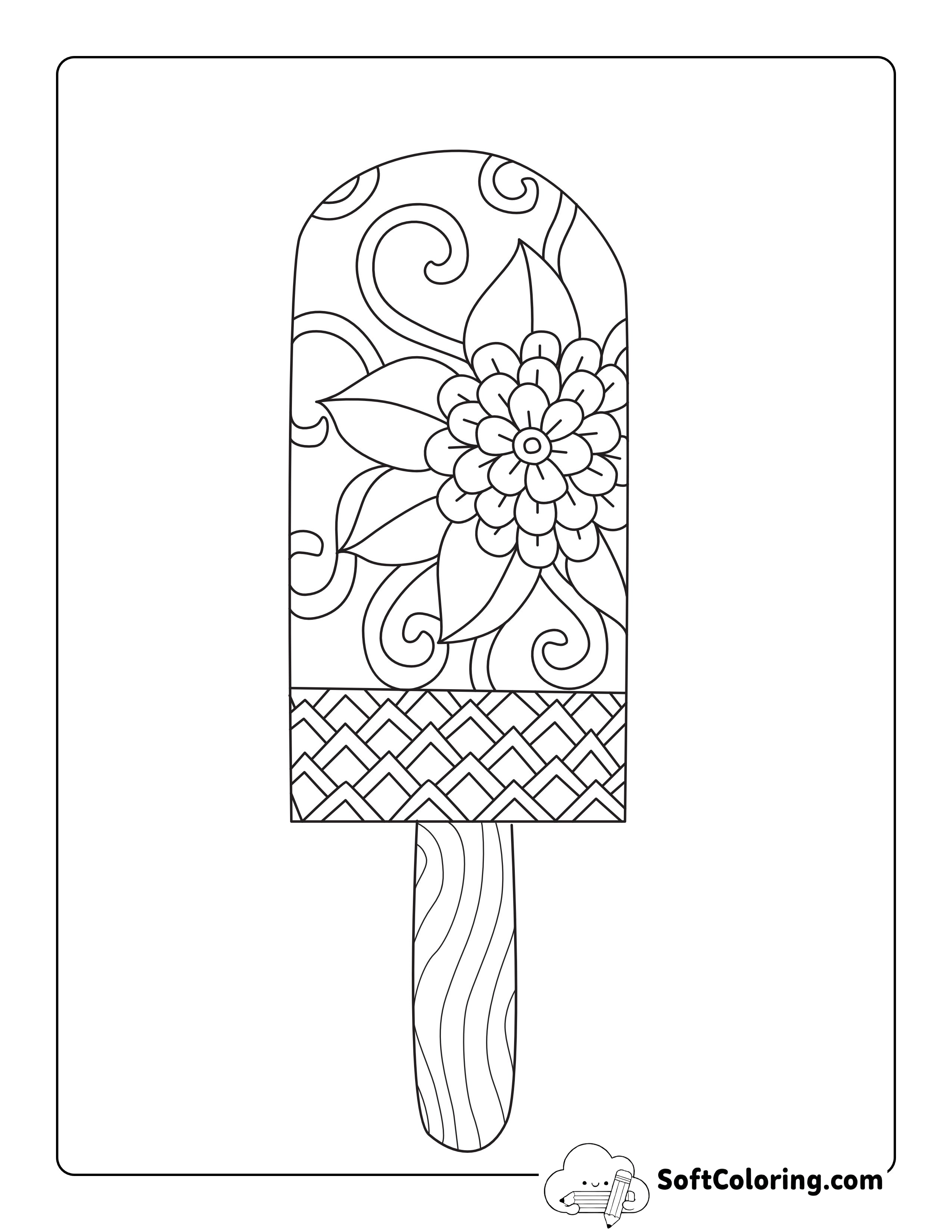 Popsicle Zentangle Coloring Sheet