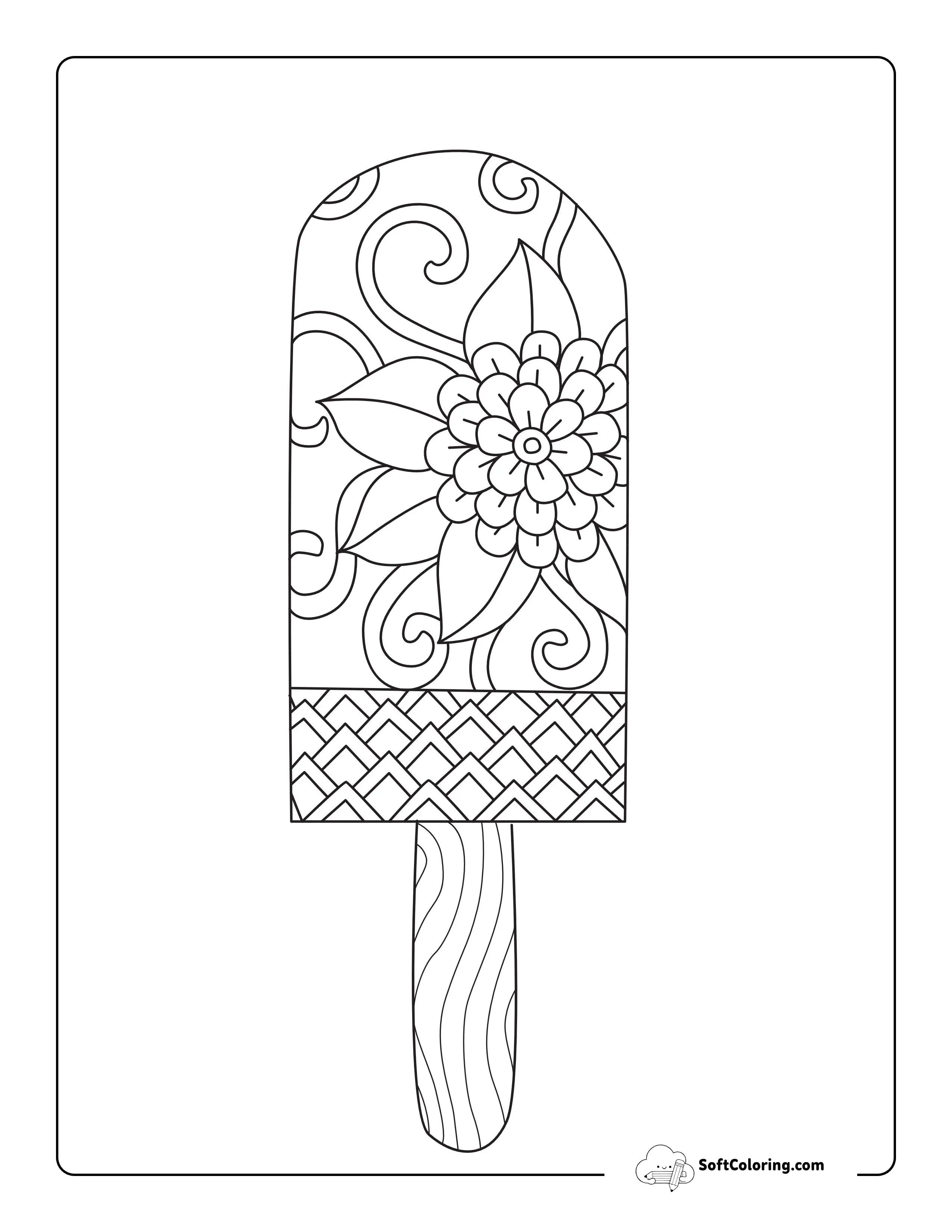 Popsicle Zentangle Coloring Sheet