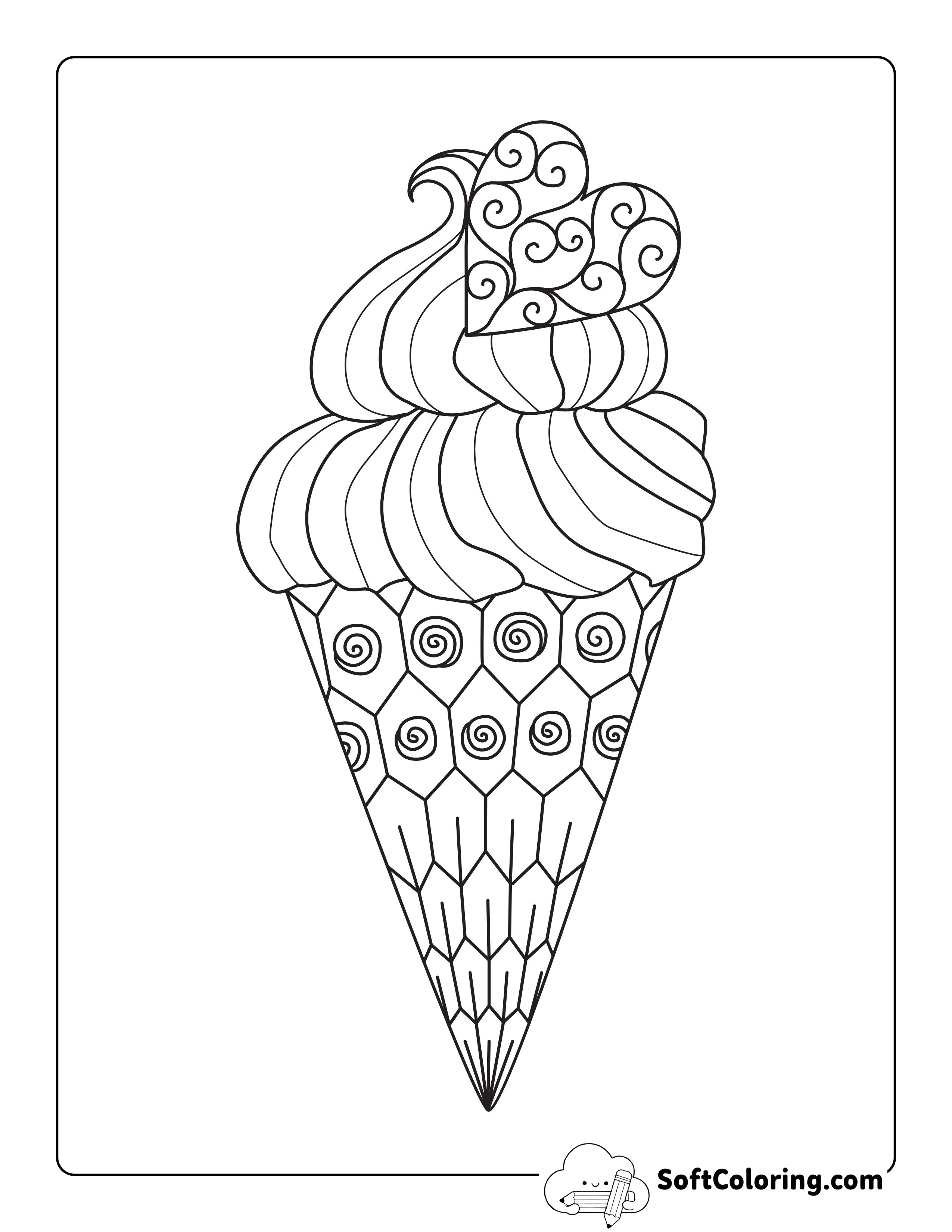 Soft Serve Cone Coloring Sheet