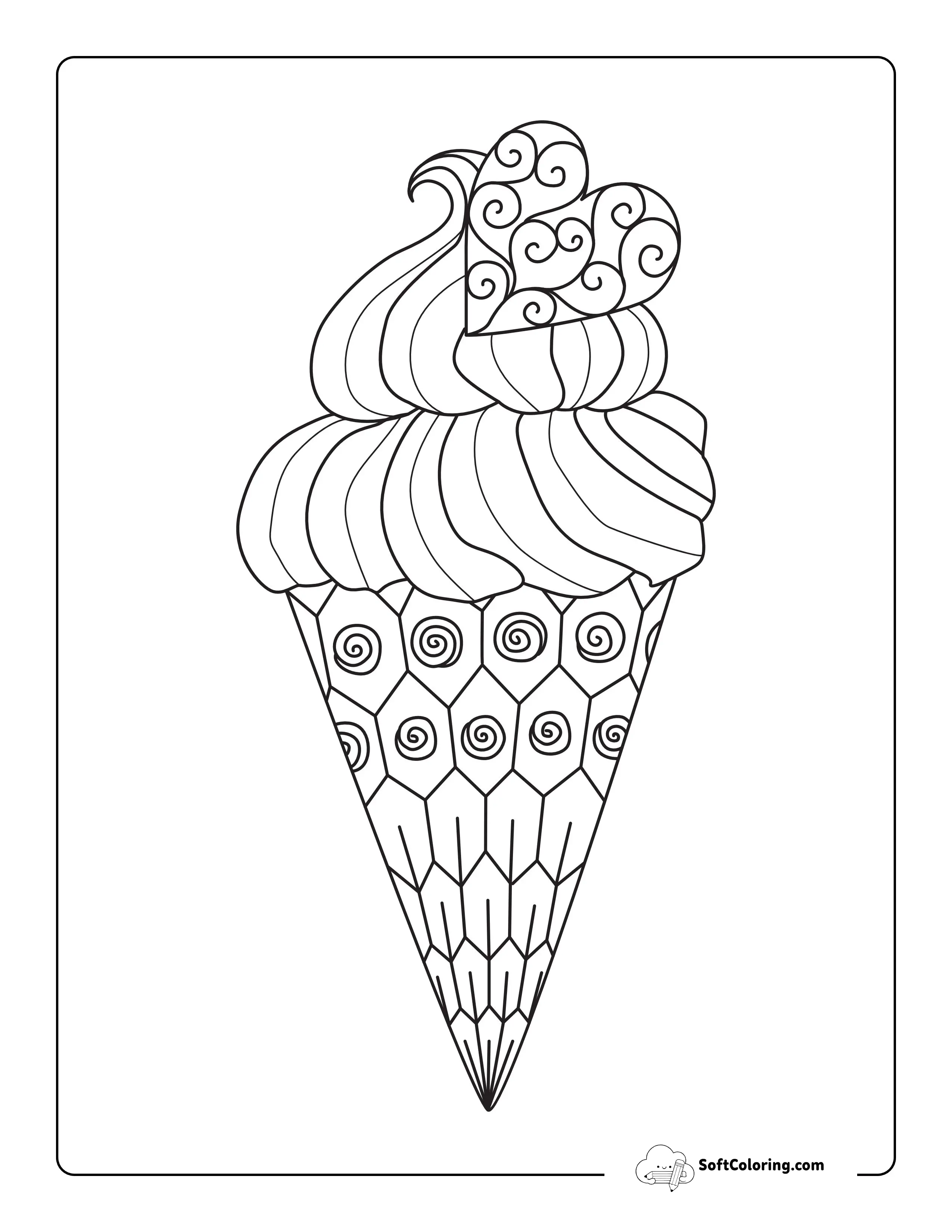 Soft Serve Cone Coloring Sheet