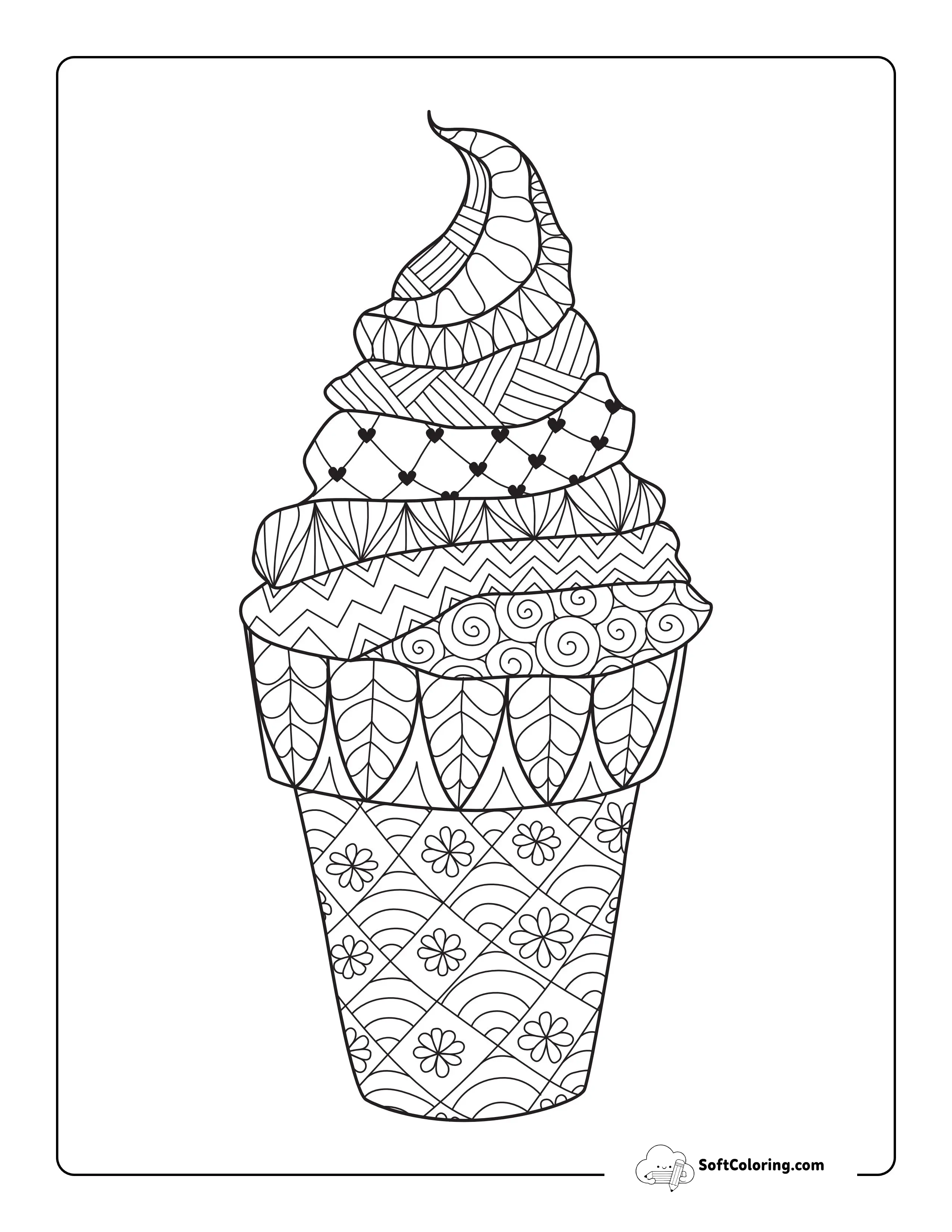 Soft Serve Zentangle For Adults