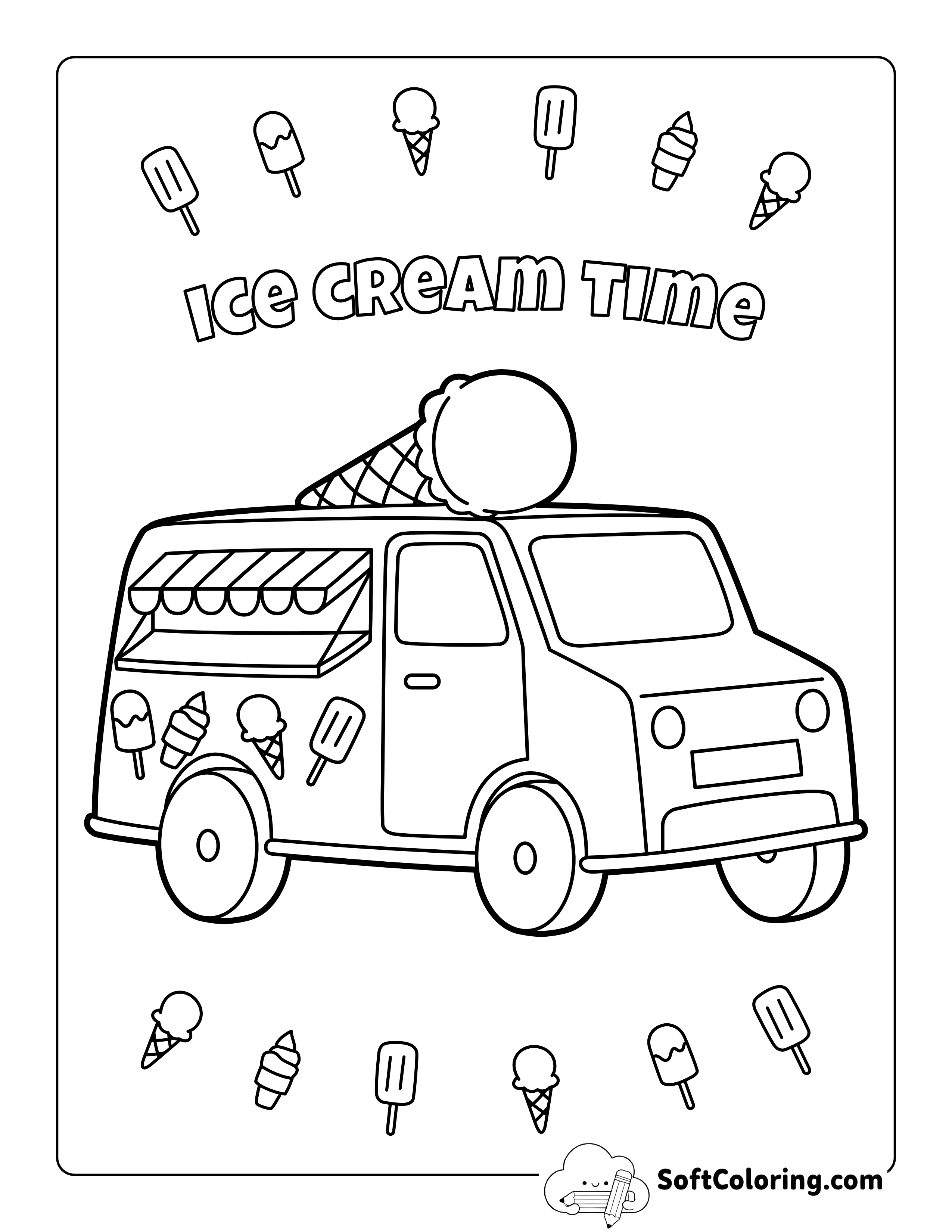 Ice Cream Truck Coloring Page for Kids