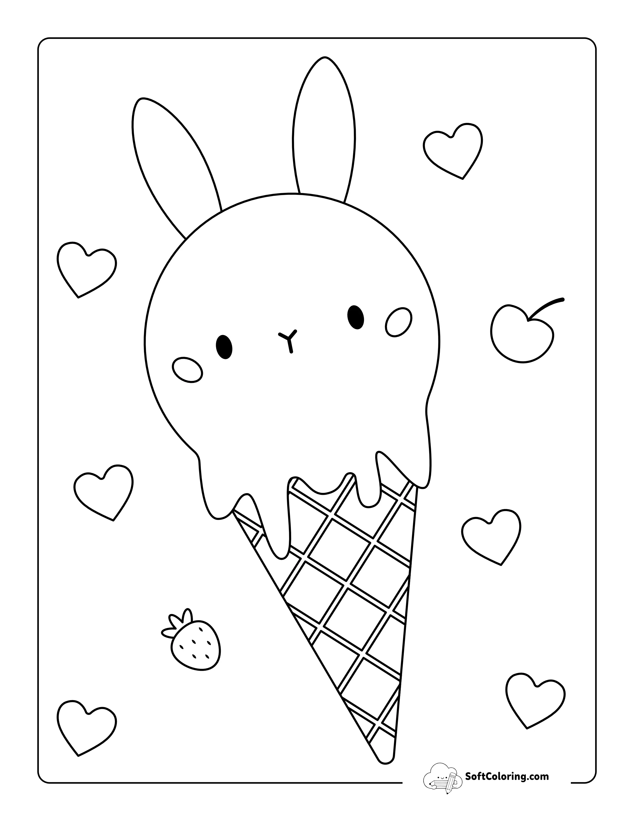 Cute Bunny Ice Cream Picture To Color