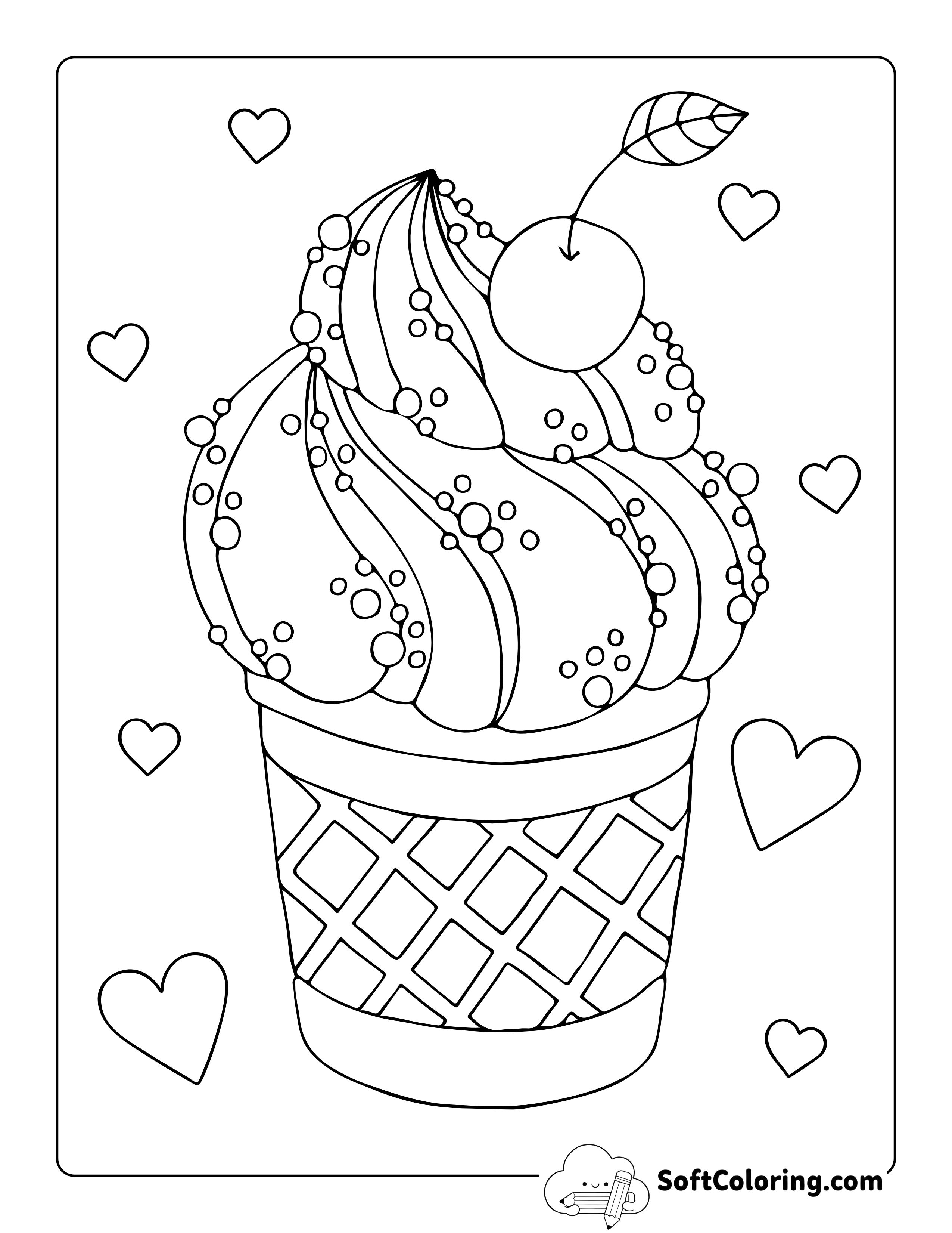 Soft Serve Ice Cream in a Cone Picture to Color