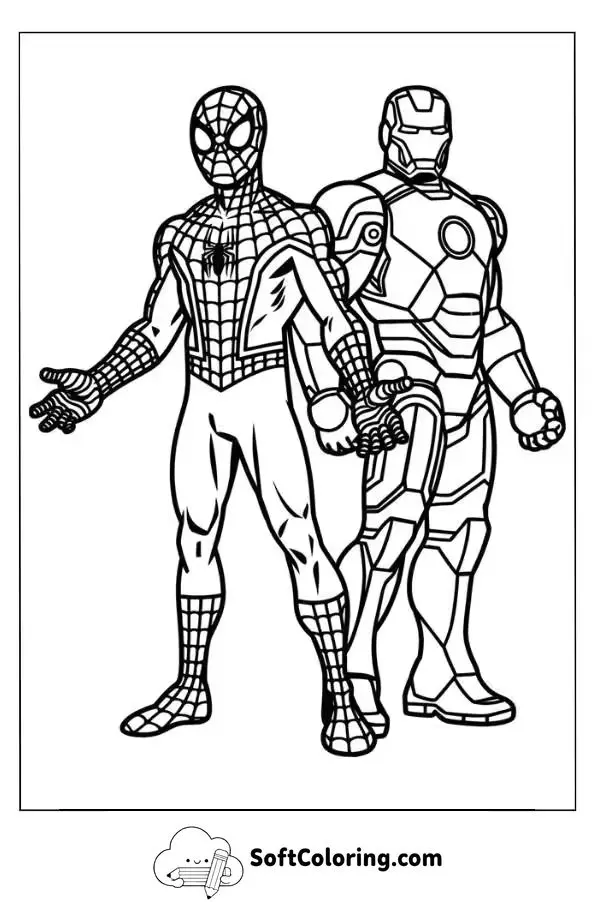 Spider-Man And Iron Man Coloring Page