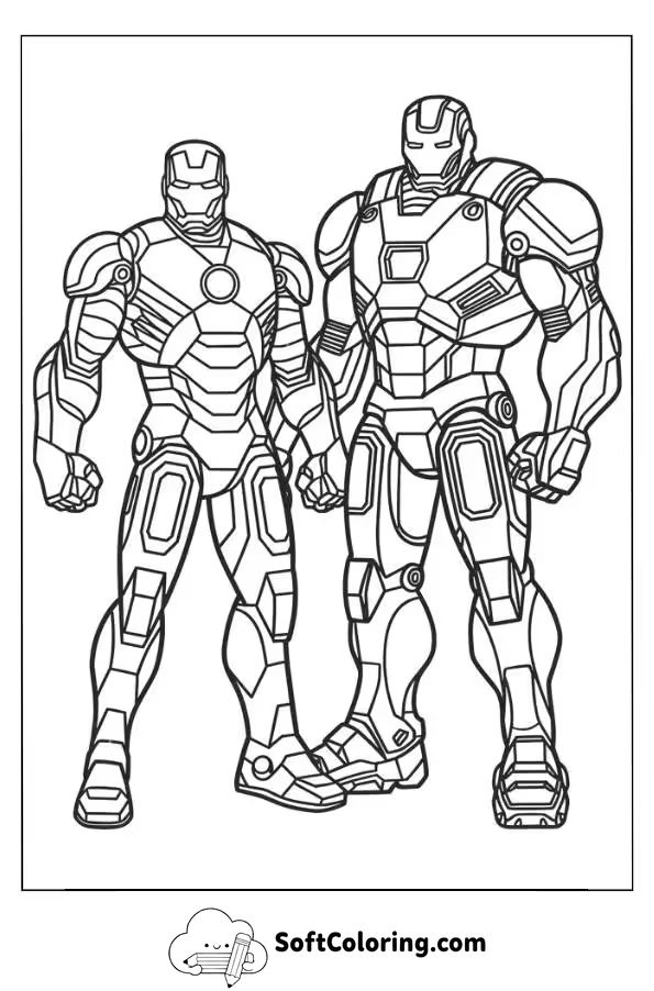 Iron Man and War Machine Coloring Page