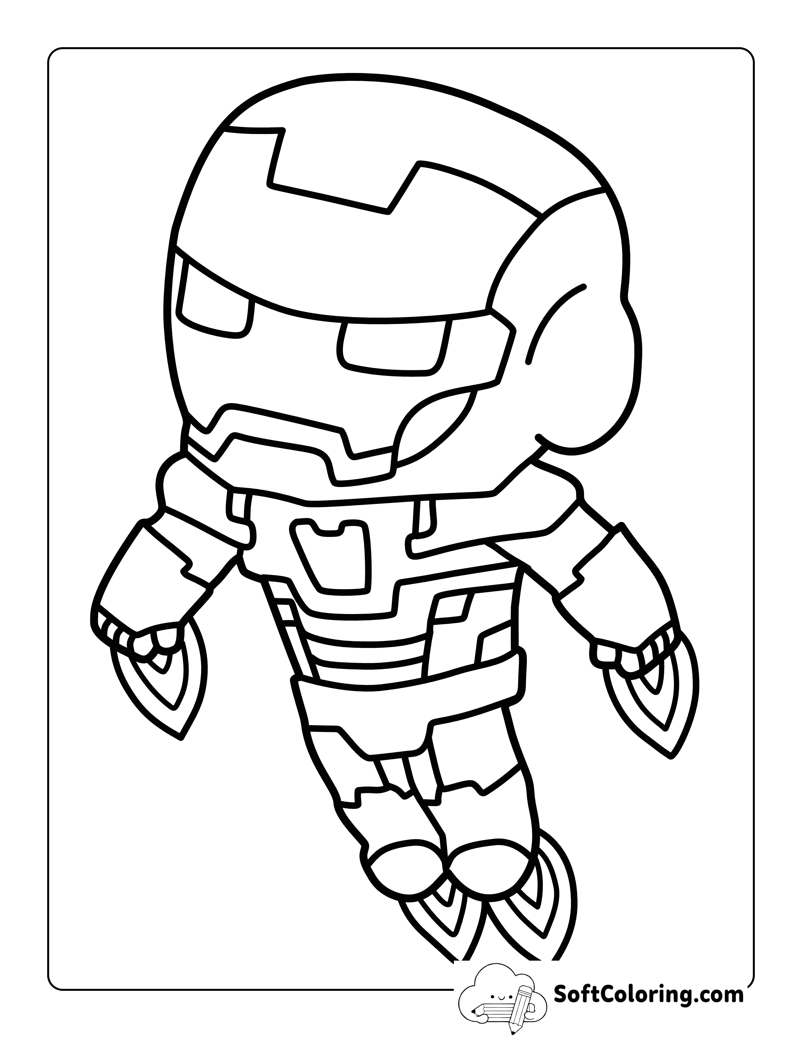 Cute Chibi Iron Man-Inspired Coloring Page for Kids