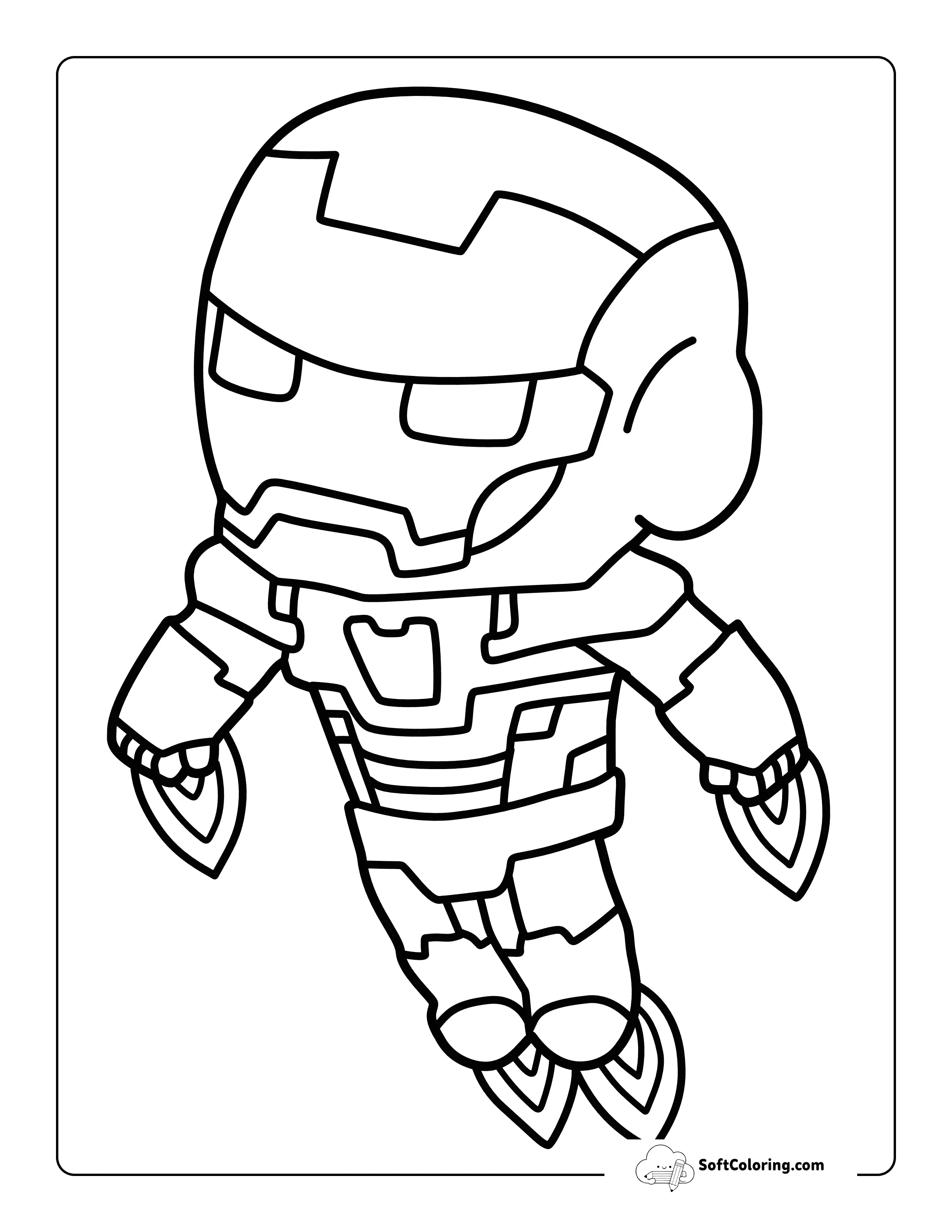 Cute Chibi Iron Man-Inspired Coloring Page For Kids