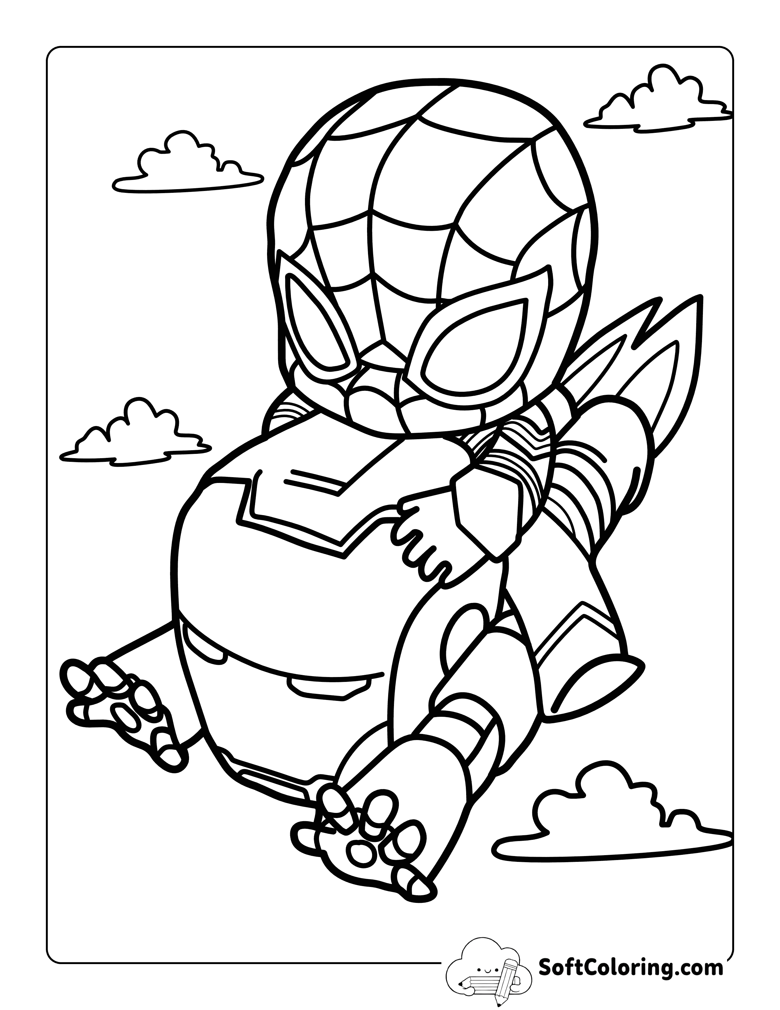 Cute Iron Man and Spider Man-Inspired Avengers Coloring Sheet