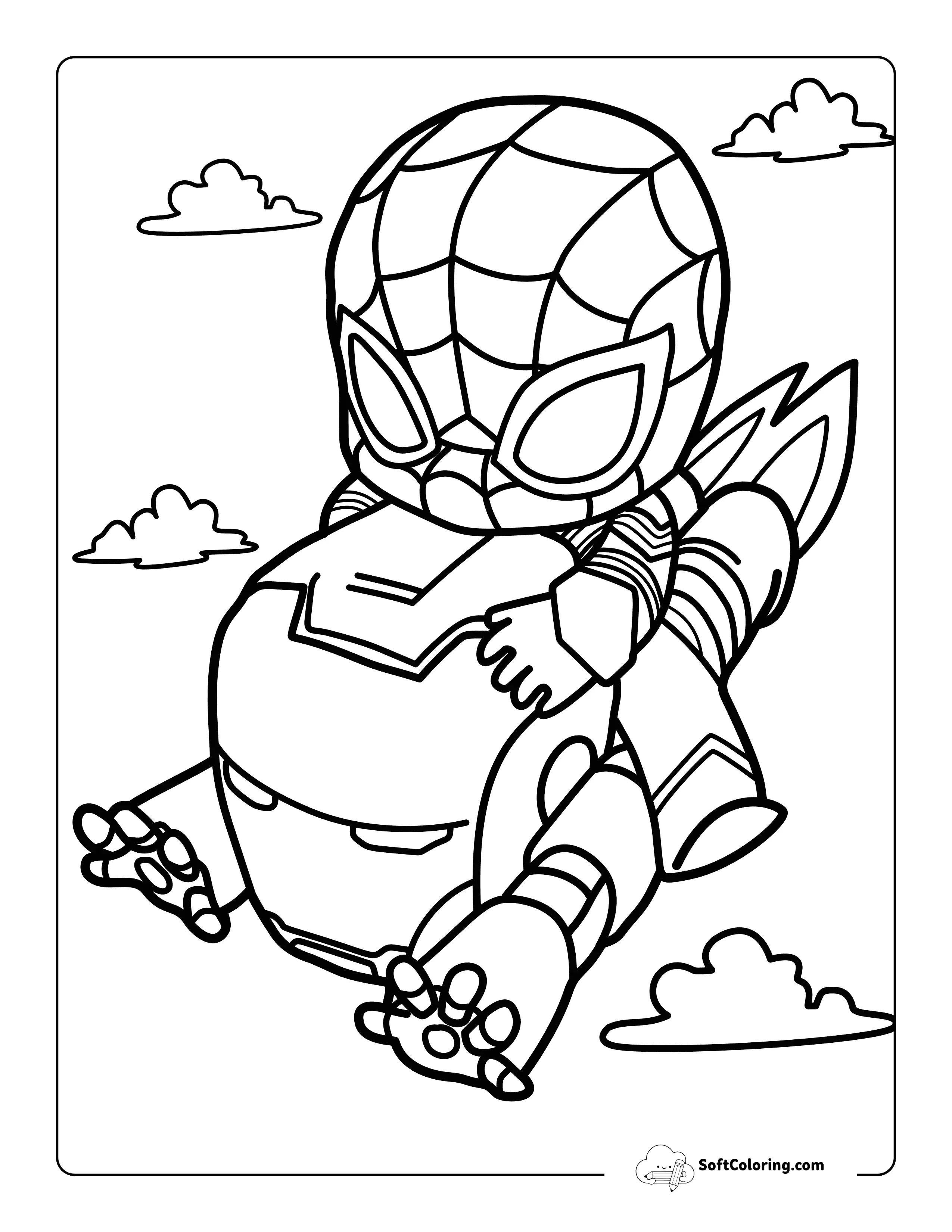 Cute Iron Man And Spider Man-Inspired Avengers Coloring Sheet