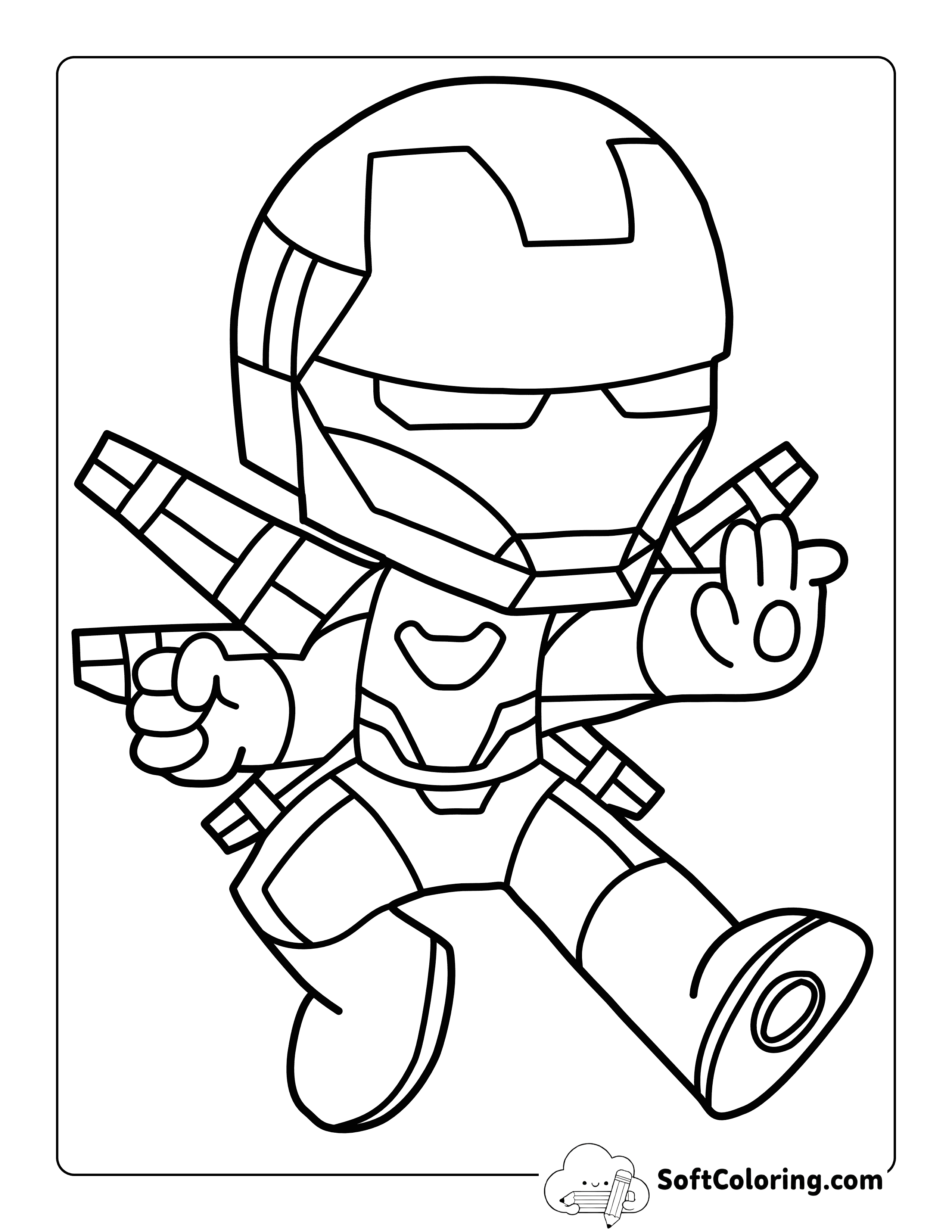 Easy Printable Picture Inspired by Iron Man for Kids to Color