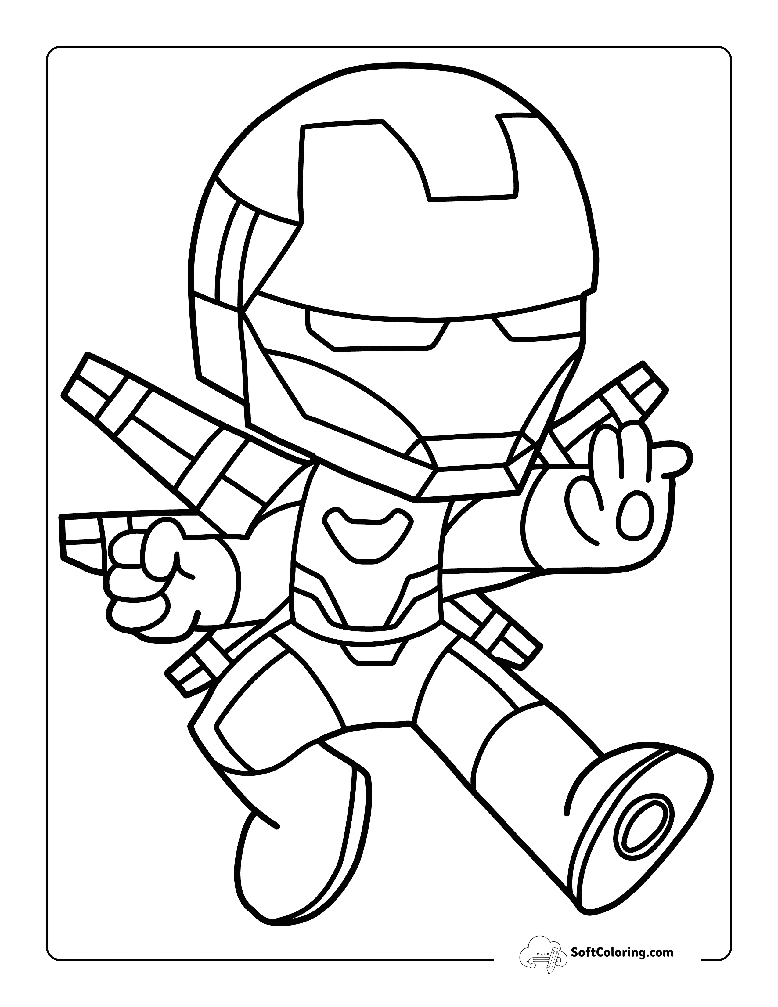 Easy Printable Picture Inspired By Iron Man For Kids To Color