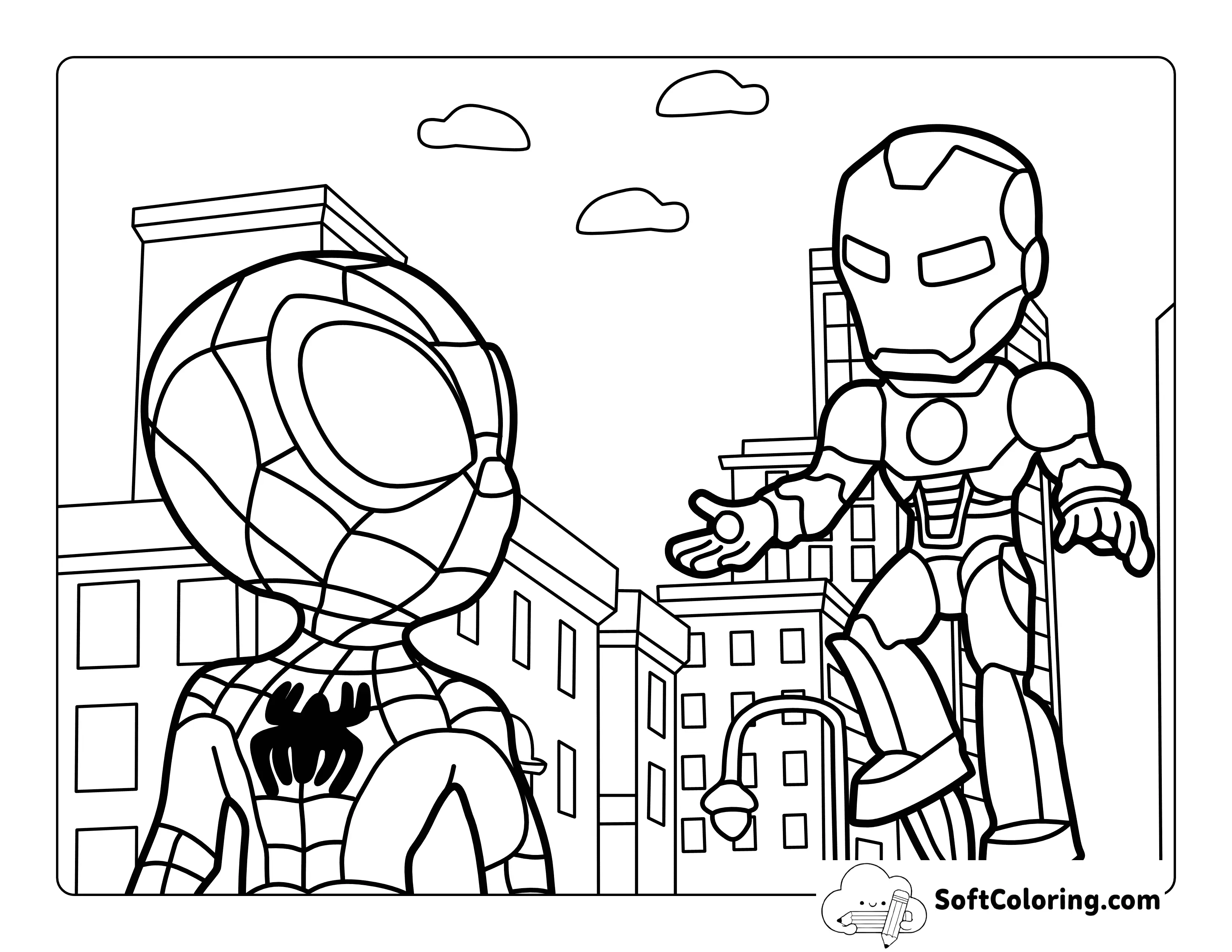Iron Man-Inspired Coloring Page With Spiderman-Inspired Character