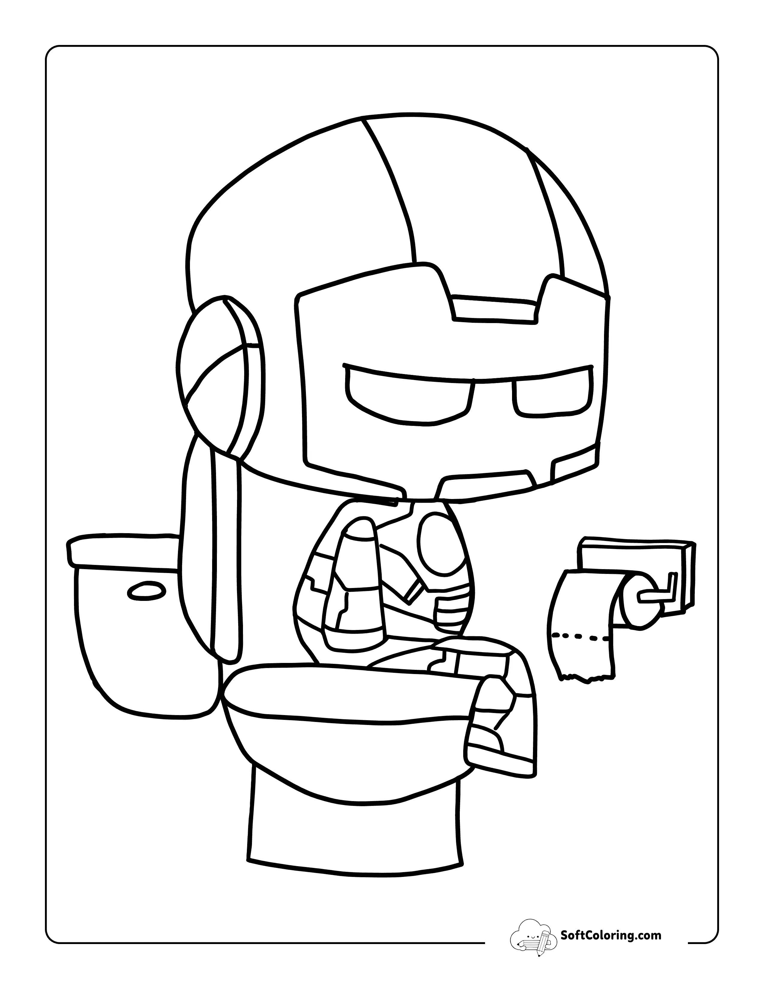 Easy Iron Man-Inspired Outline On Toilet Coloring Sheet For Kids