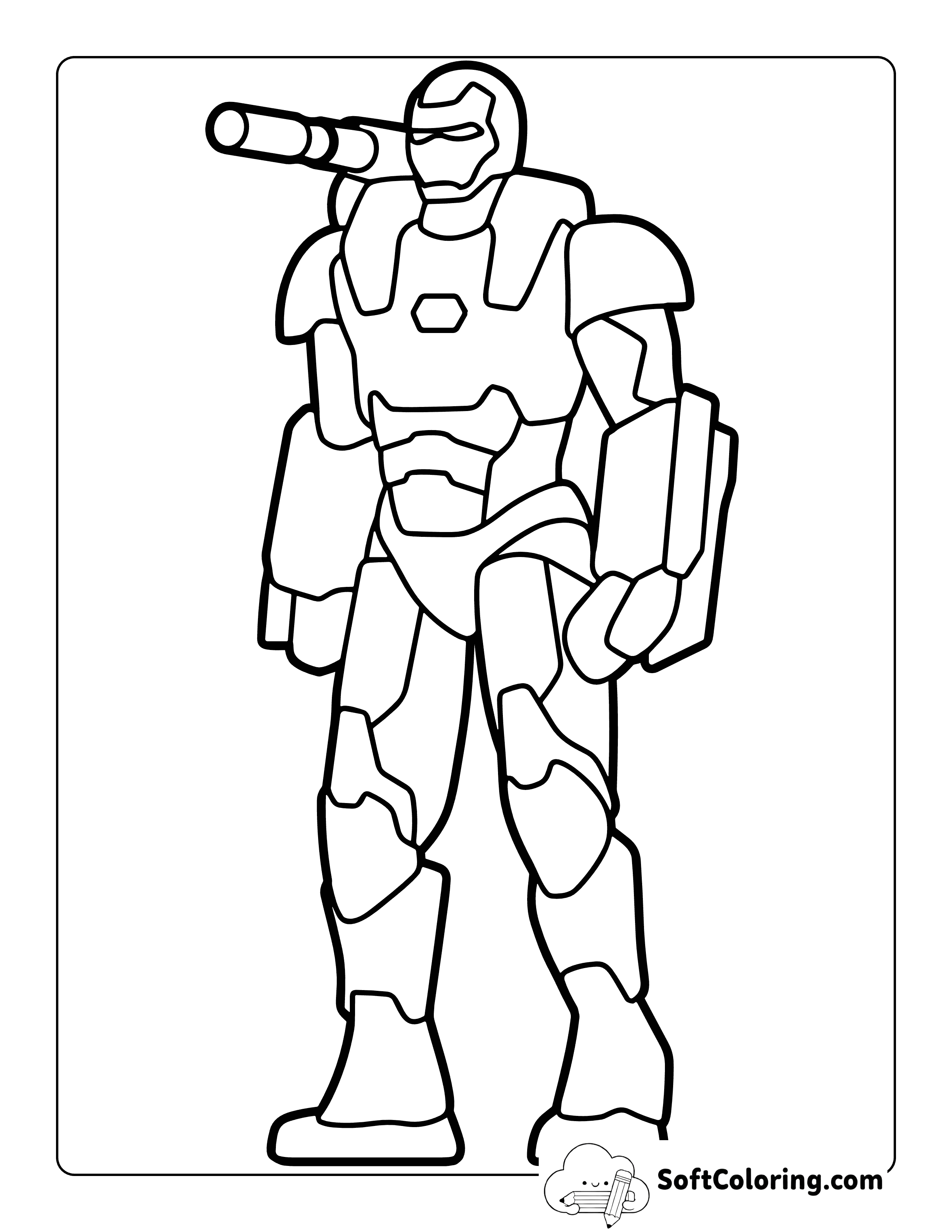 Easy War Machine-Inspired Iron Man Avengers Coloring Sheet