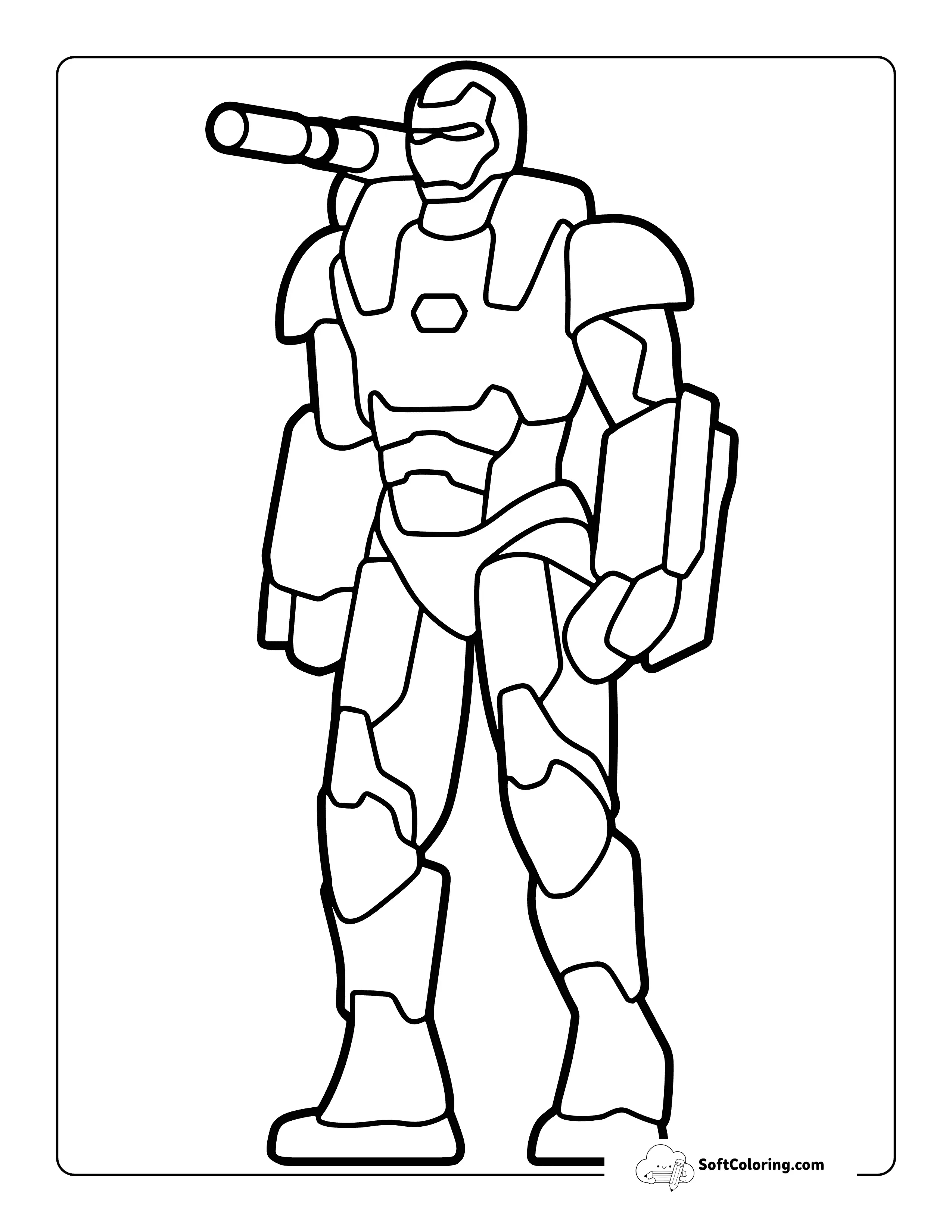 Easy War Machine-Inspired Iron Man Avengers Coloring Sheet