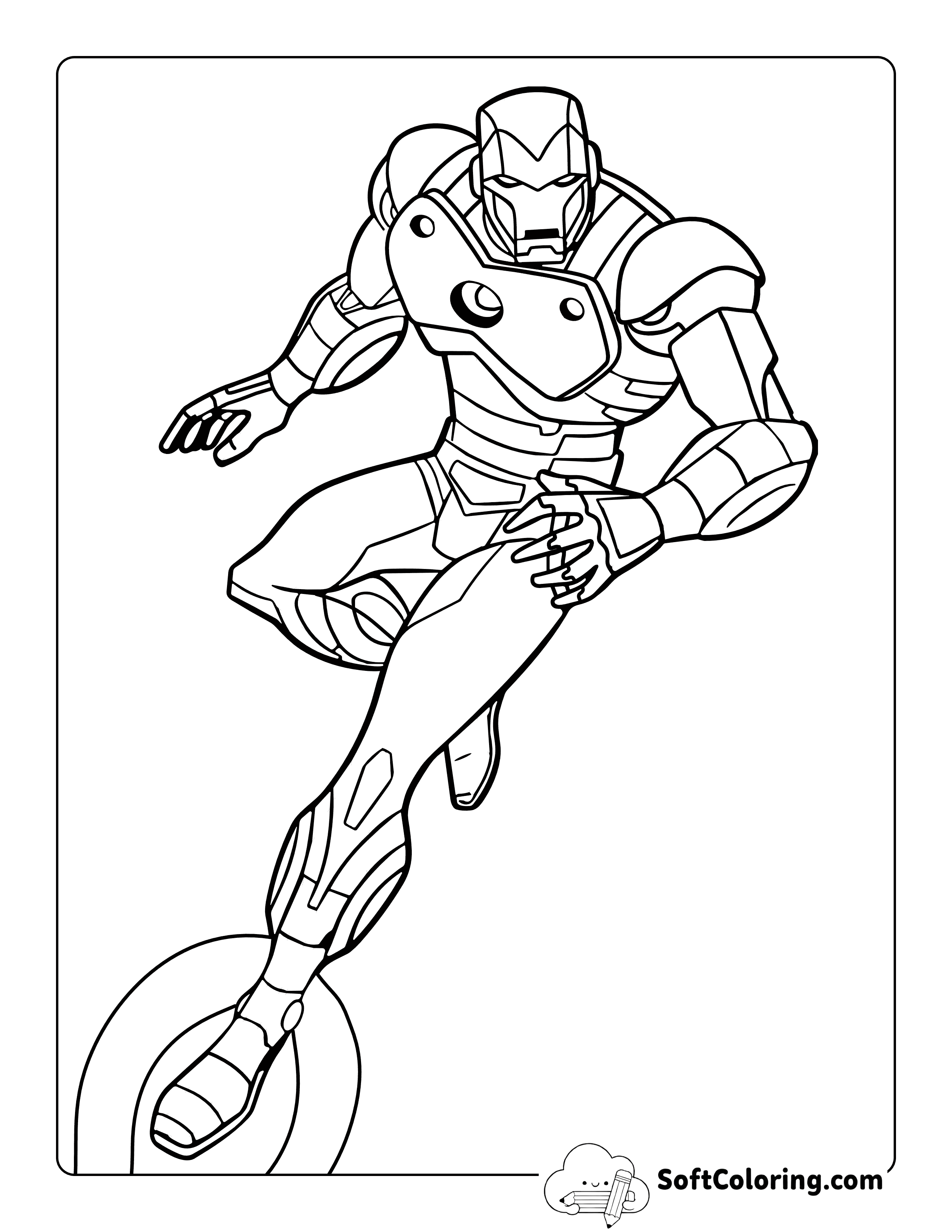 Iron Man-Inspired Drawing Hovering Outline Coloring Sheet