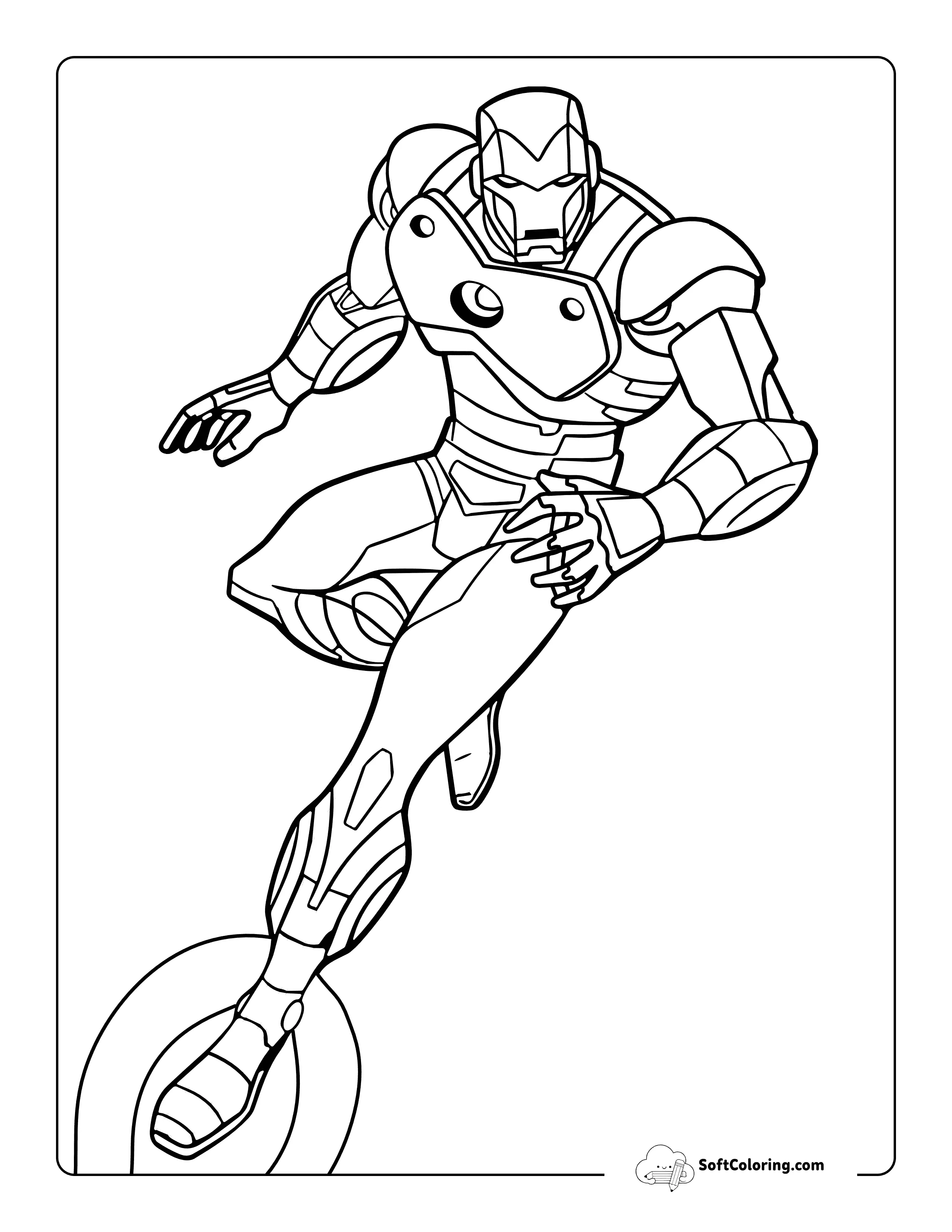 Iron Man-Inspired Drawing Hovering Outline Coloring Sheet
