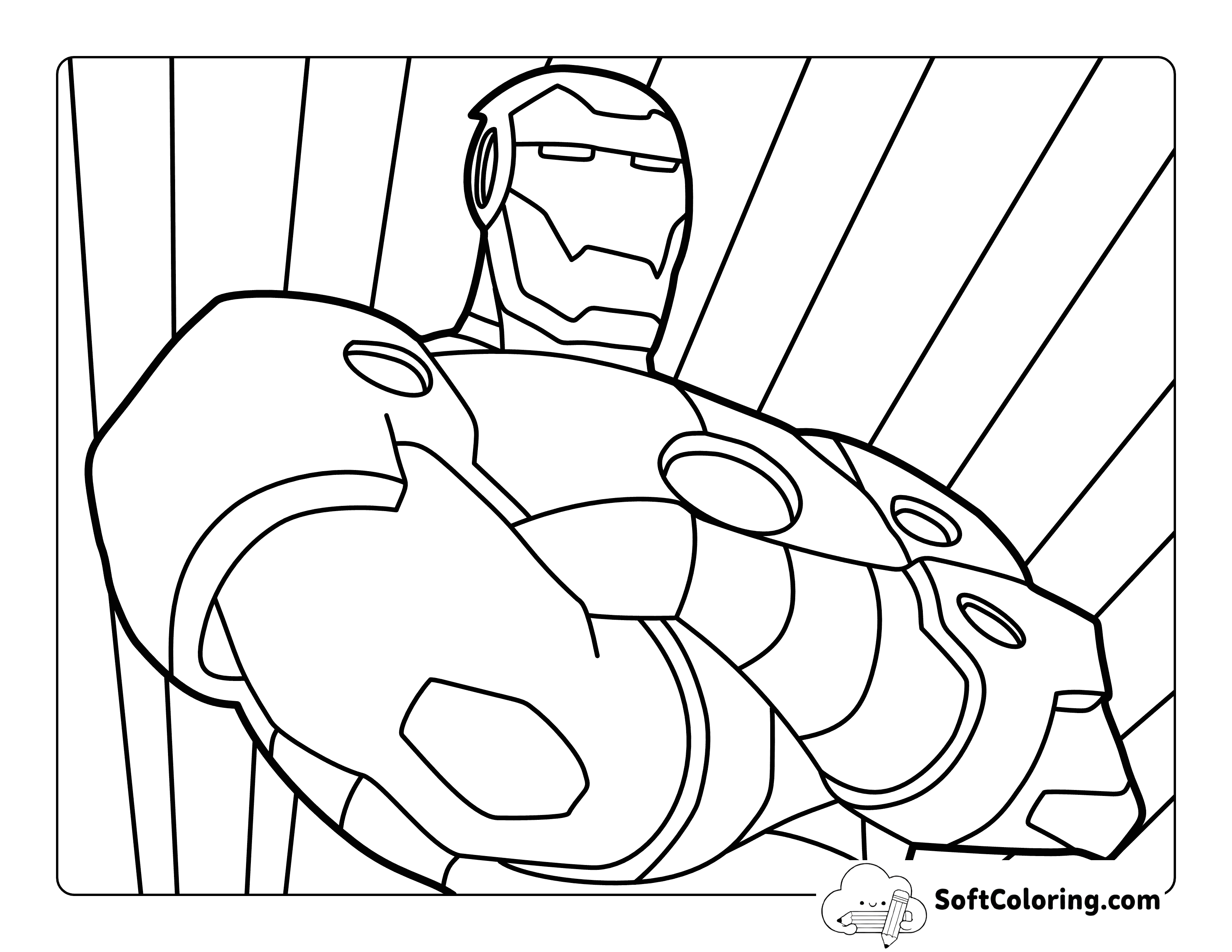 Easy Iron Man-Inspired Outline Coloring Page for Kids