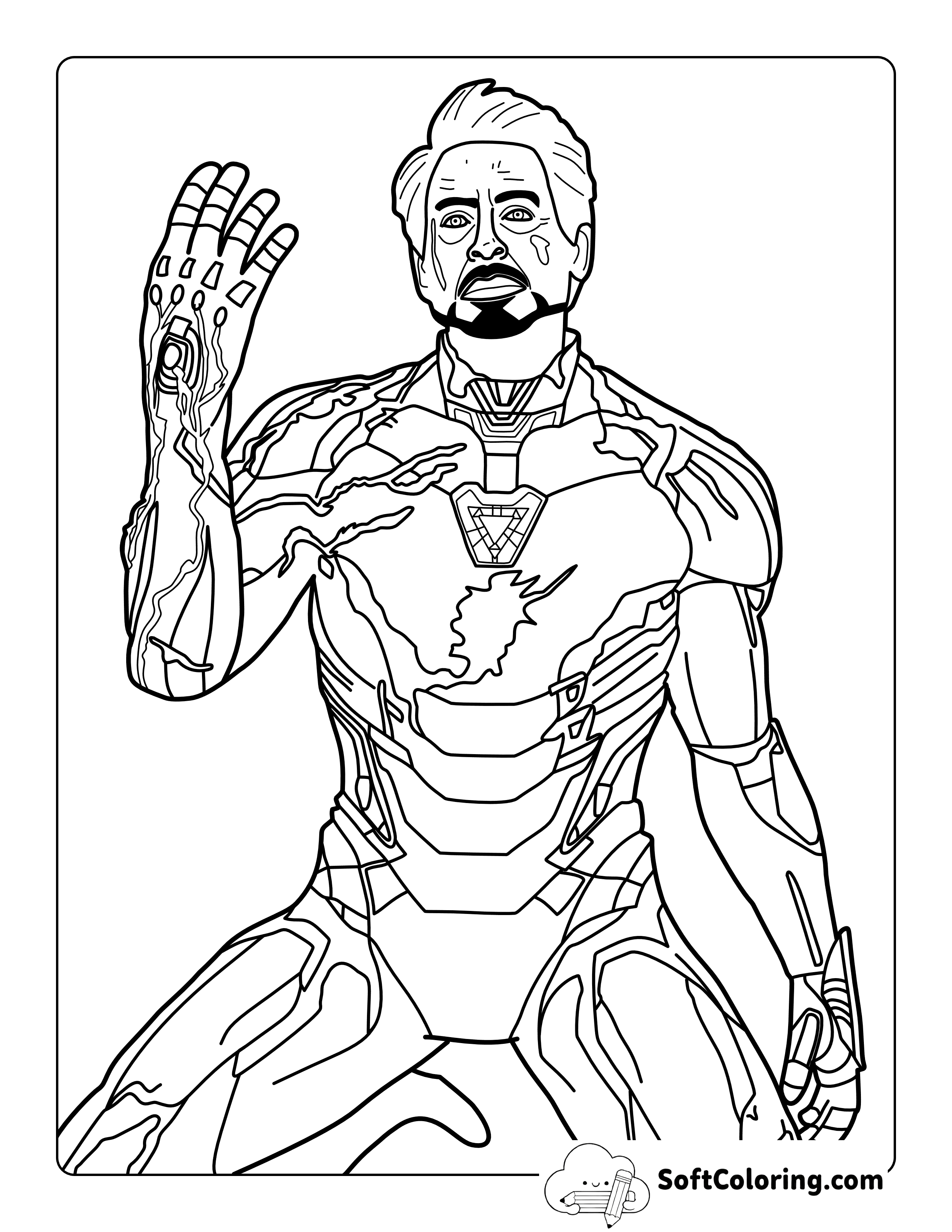Iron Man-Inspired Coloring Sheet with Infinity Gauntlet