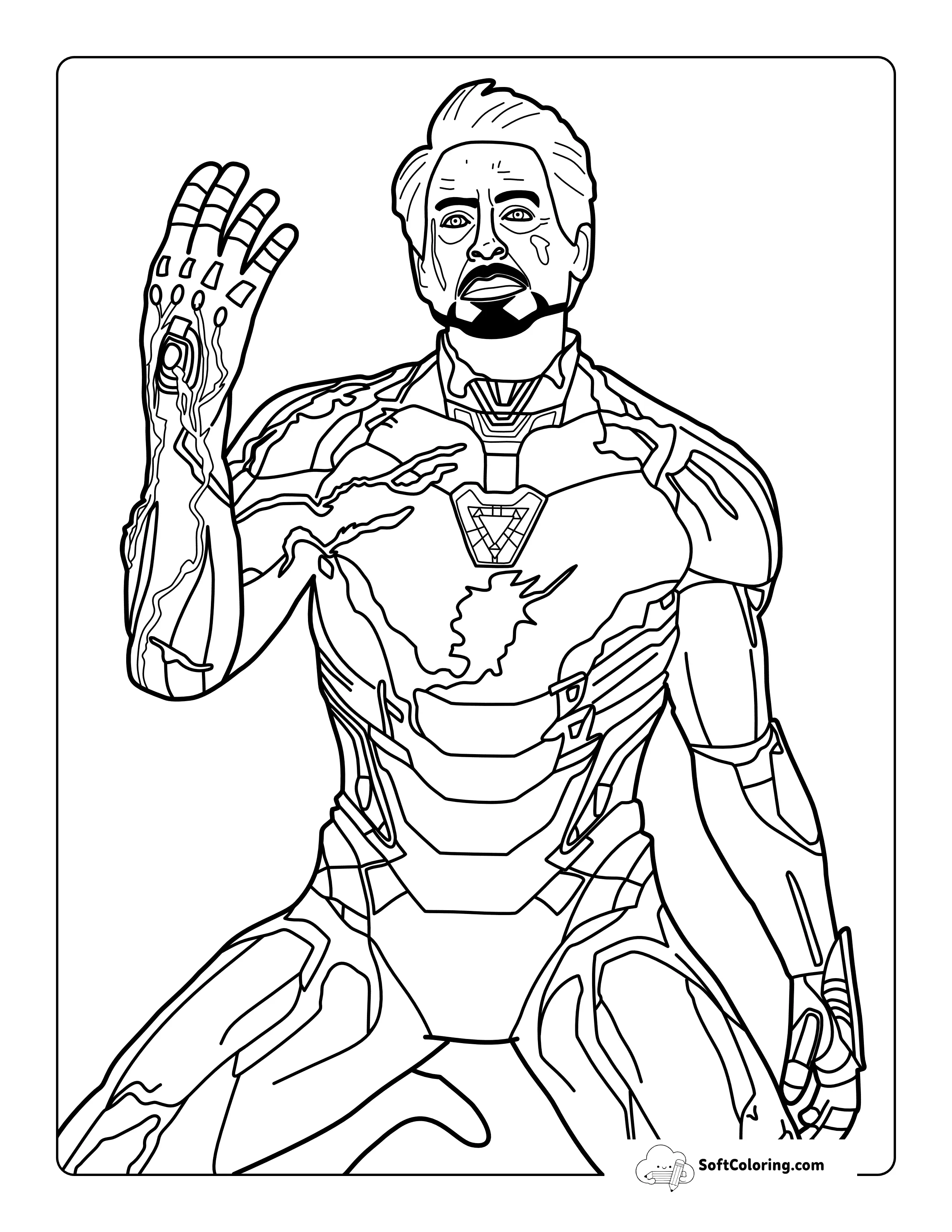 Iron Man-Inspired Coloring Sheet With Infinity Gauntlet