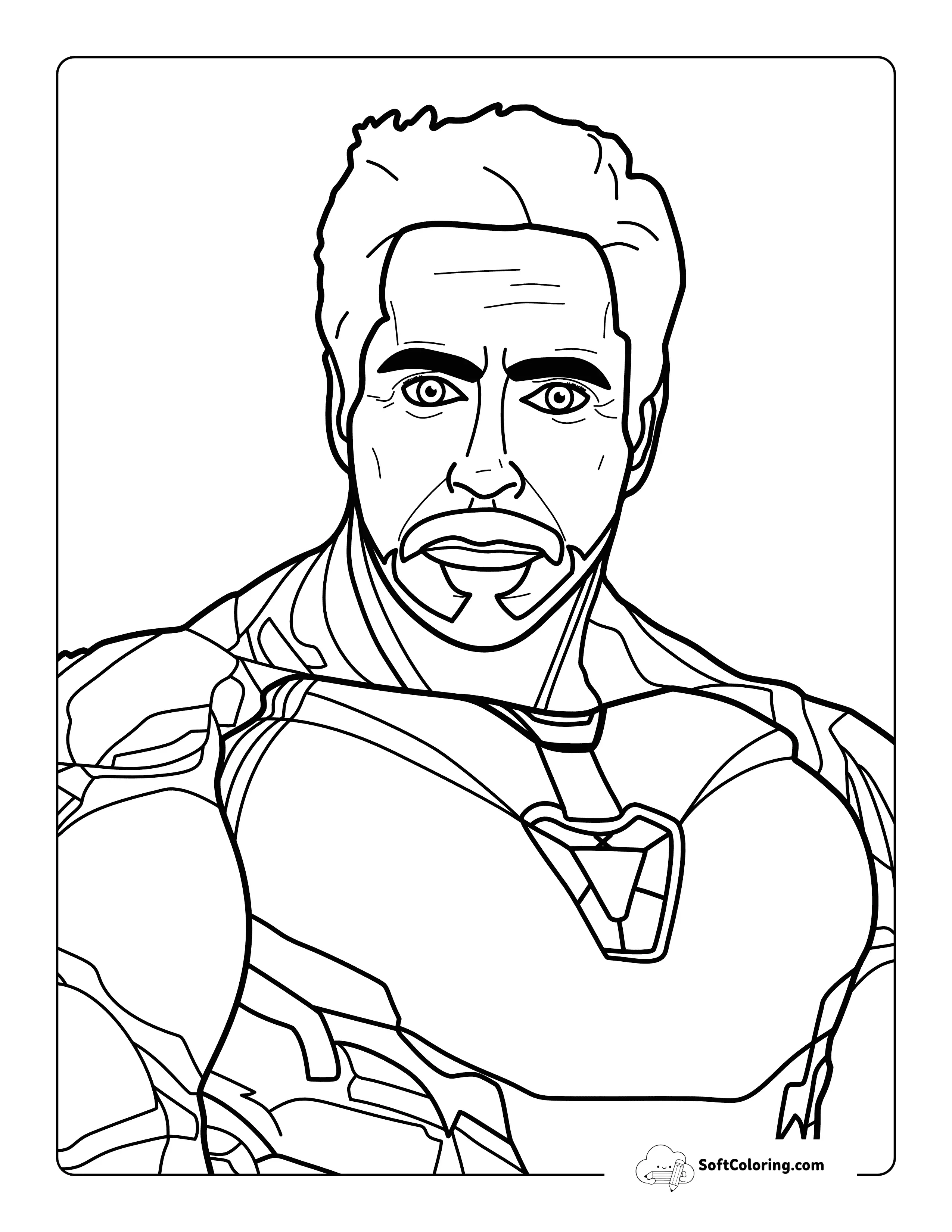 Iron Man Coloring Page Inspired By Tony Stark Without Helmet