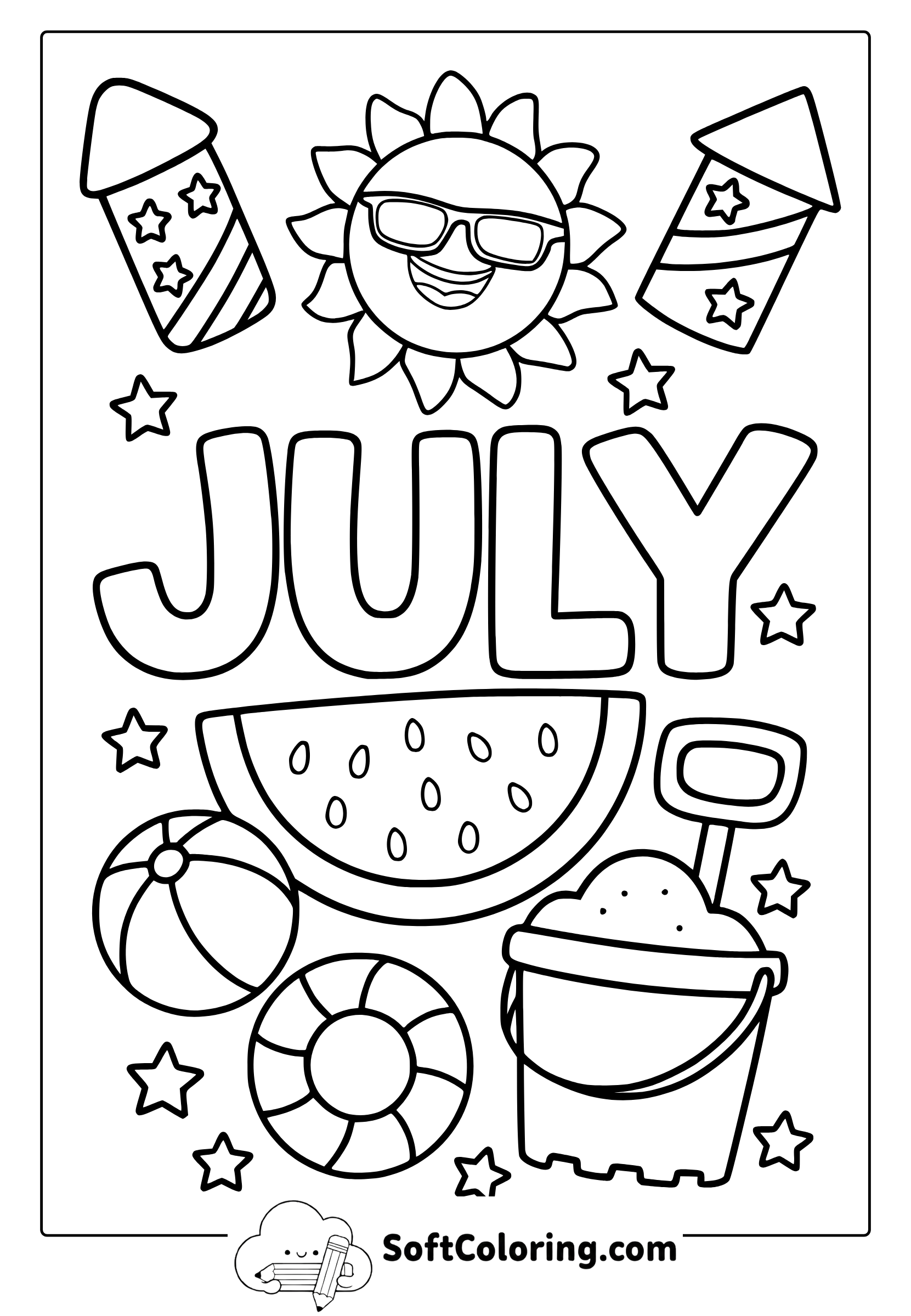 july elements coloring page