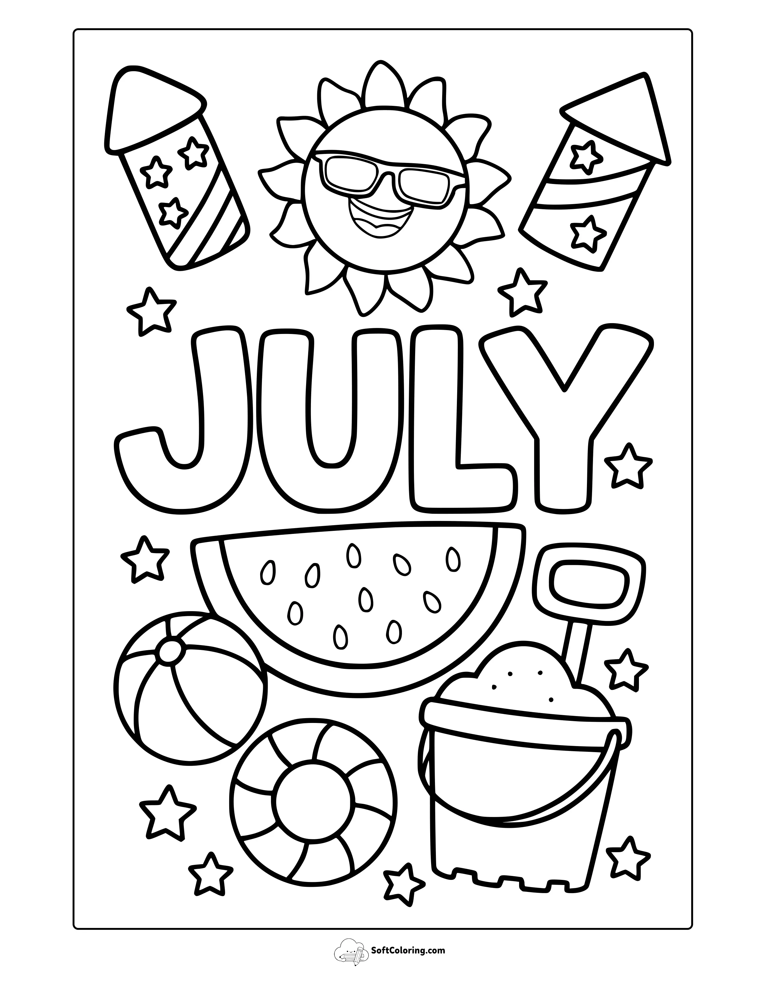 July Elements Coloring Page