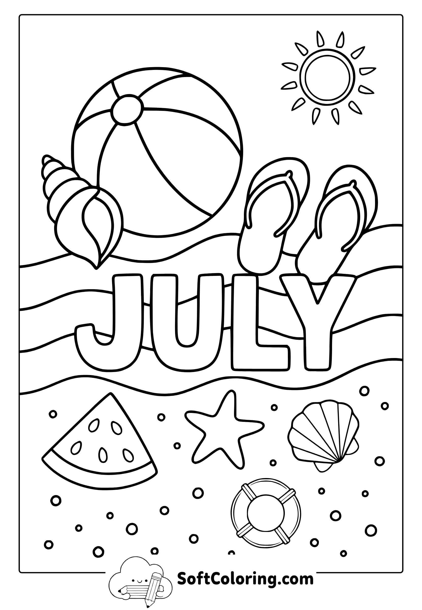 july holiday elements coloring page