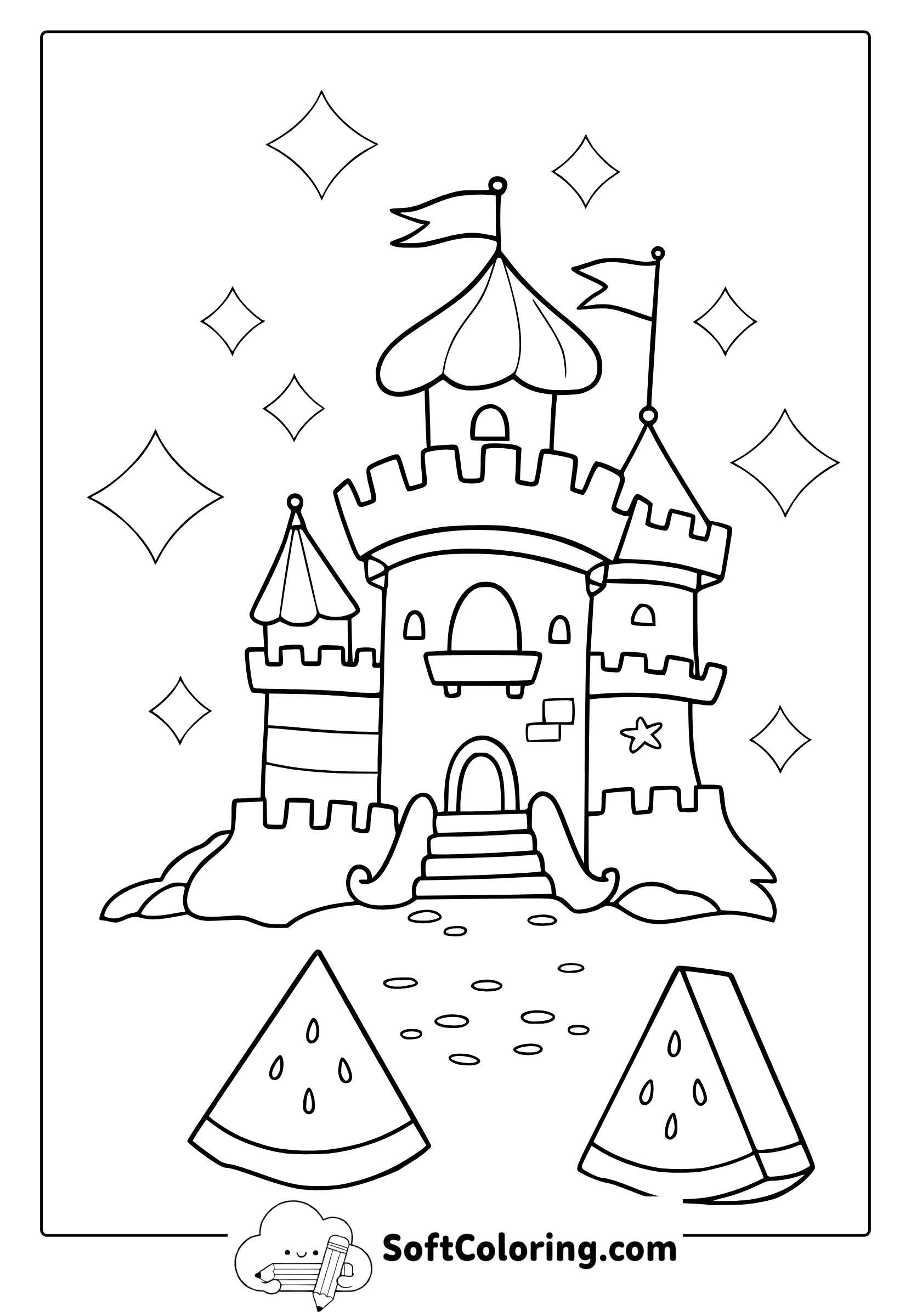 july sand castle coloring page