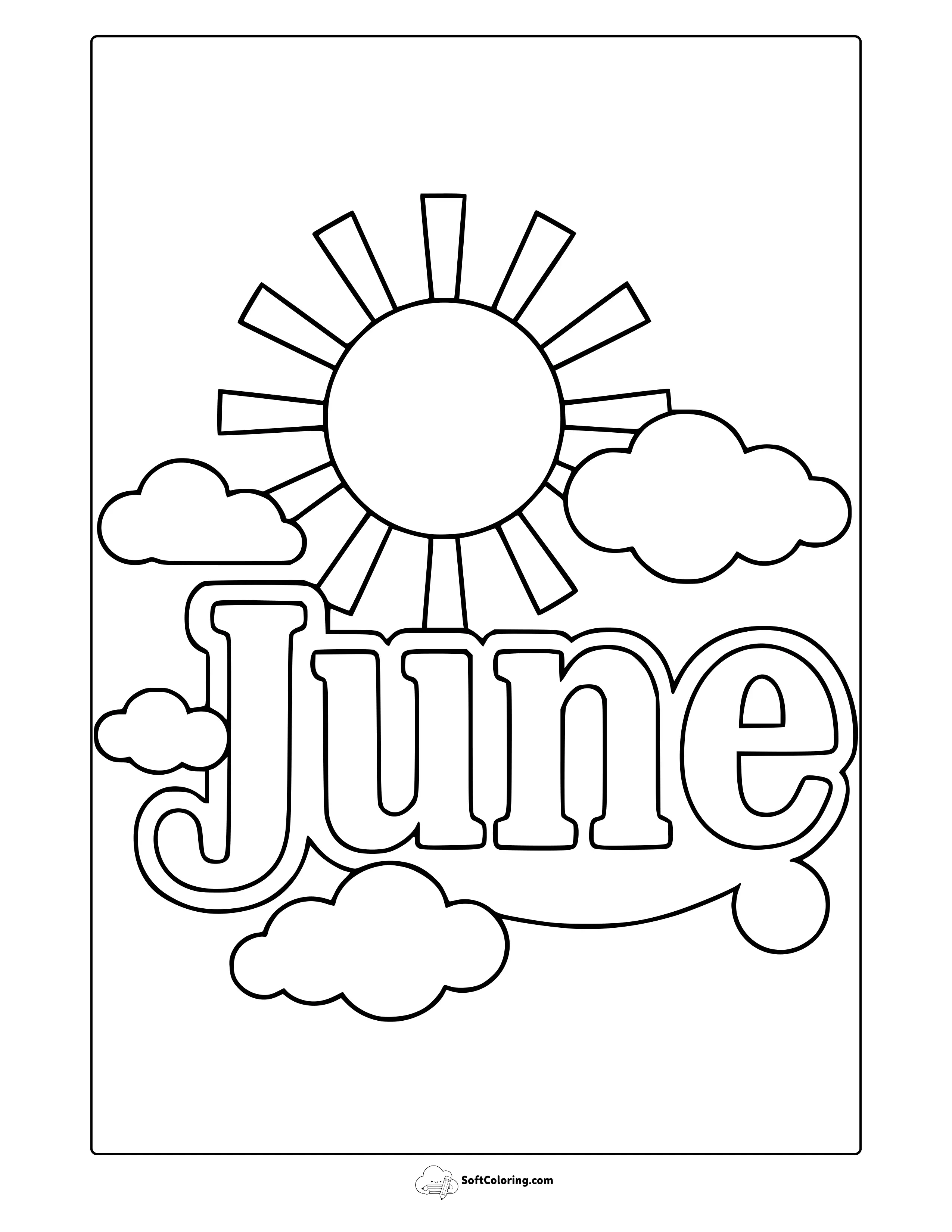June Word Art Coloring Page