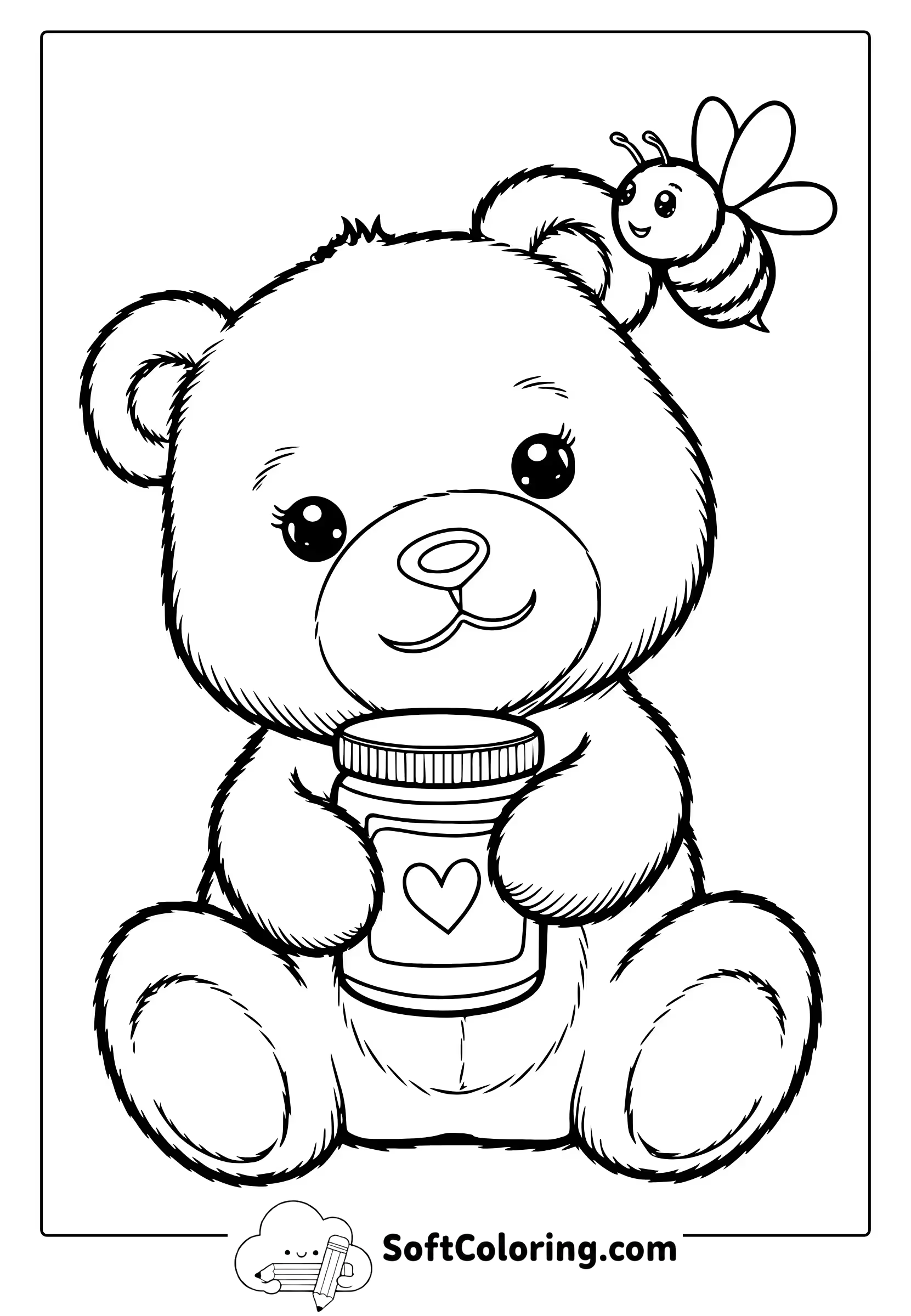 kawaii bear coloring page