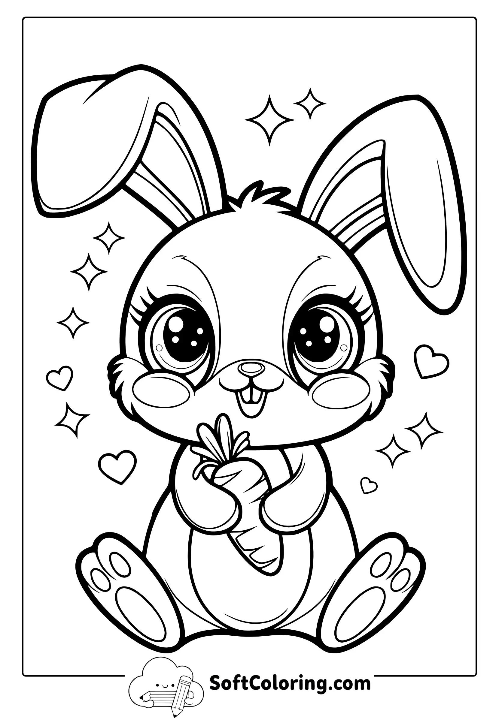 kawaii bunny coloring page