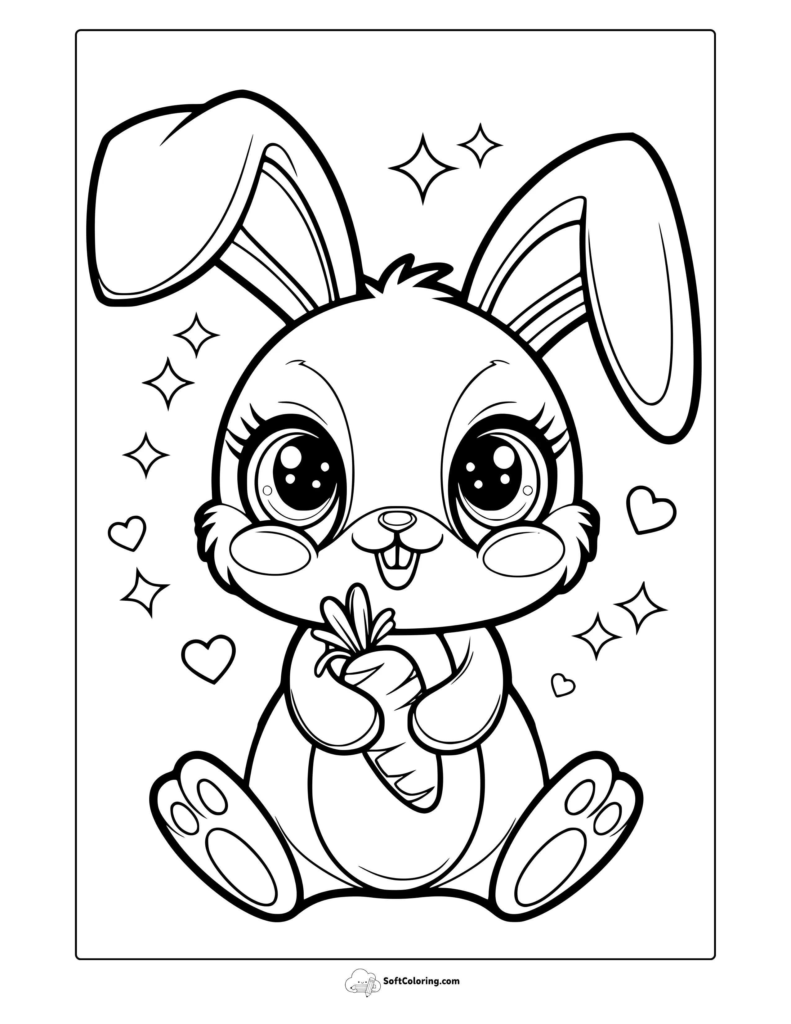 Kawaii Bunny Coloring Page