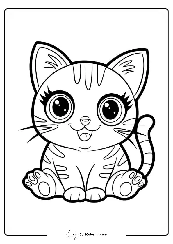 Kawaii Cat Coloring Page