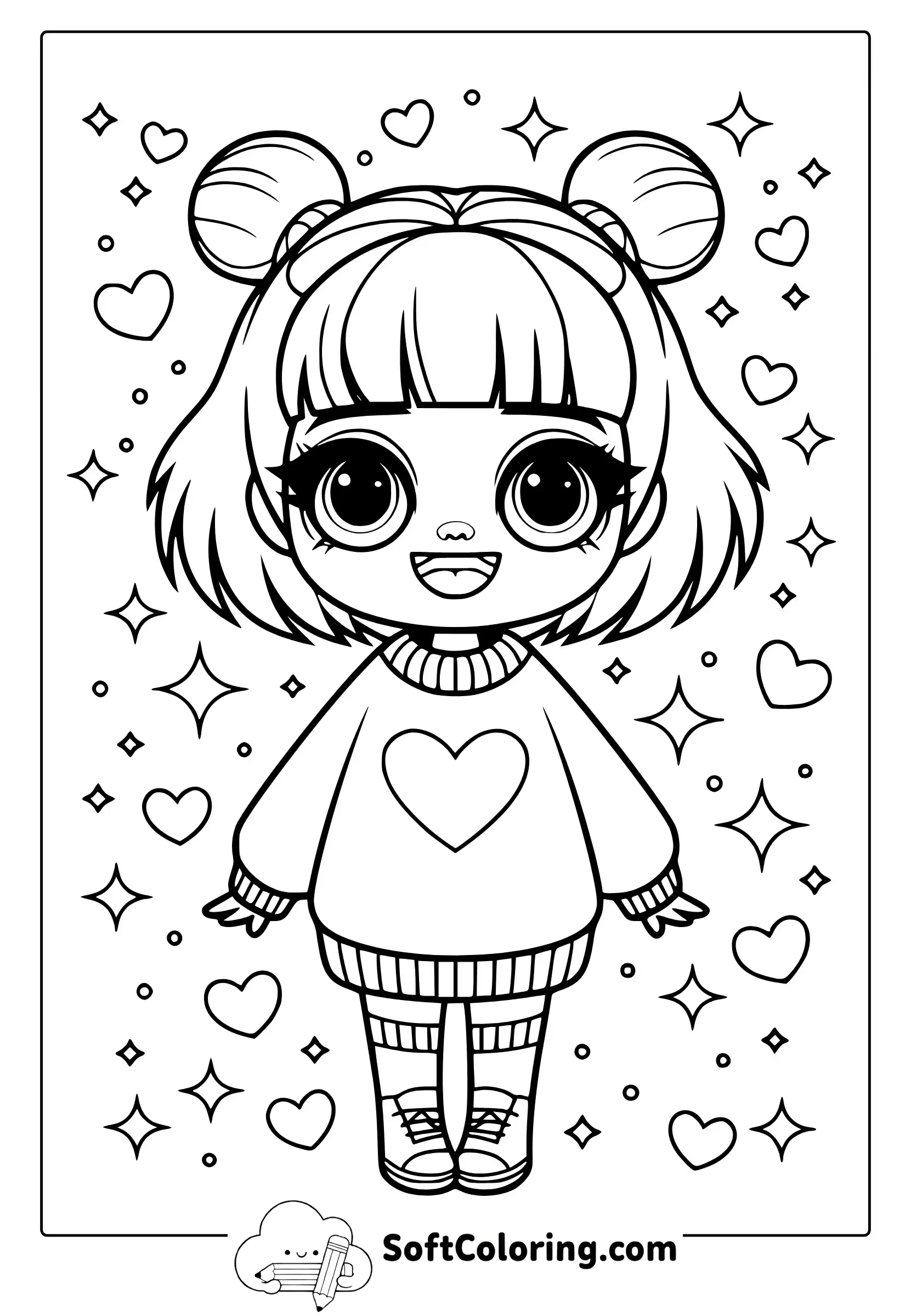 kawaii chibi girl coloring page