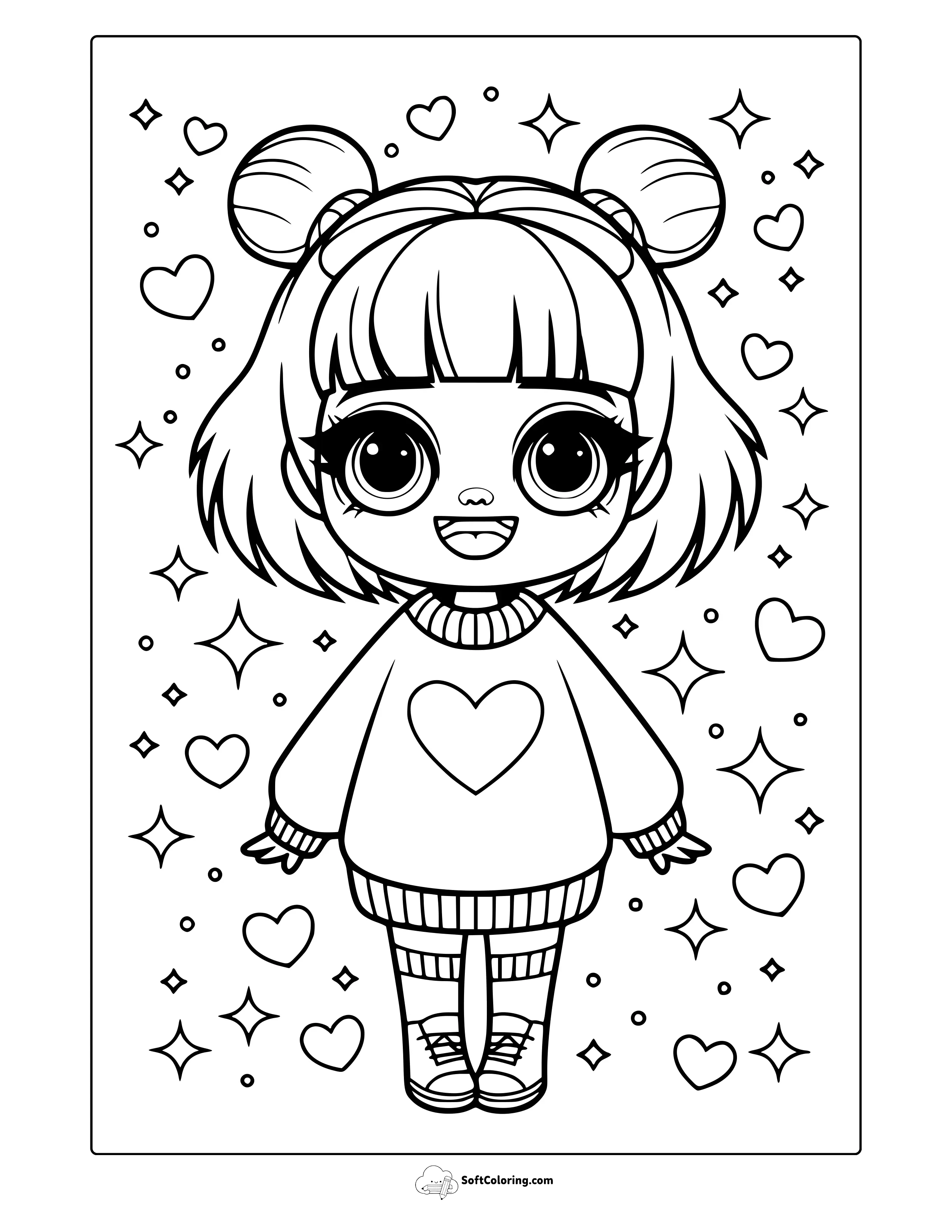 Kawaii Chibi Girl Coloring Page