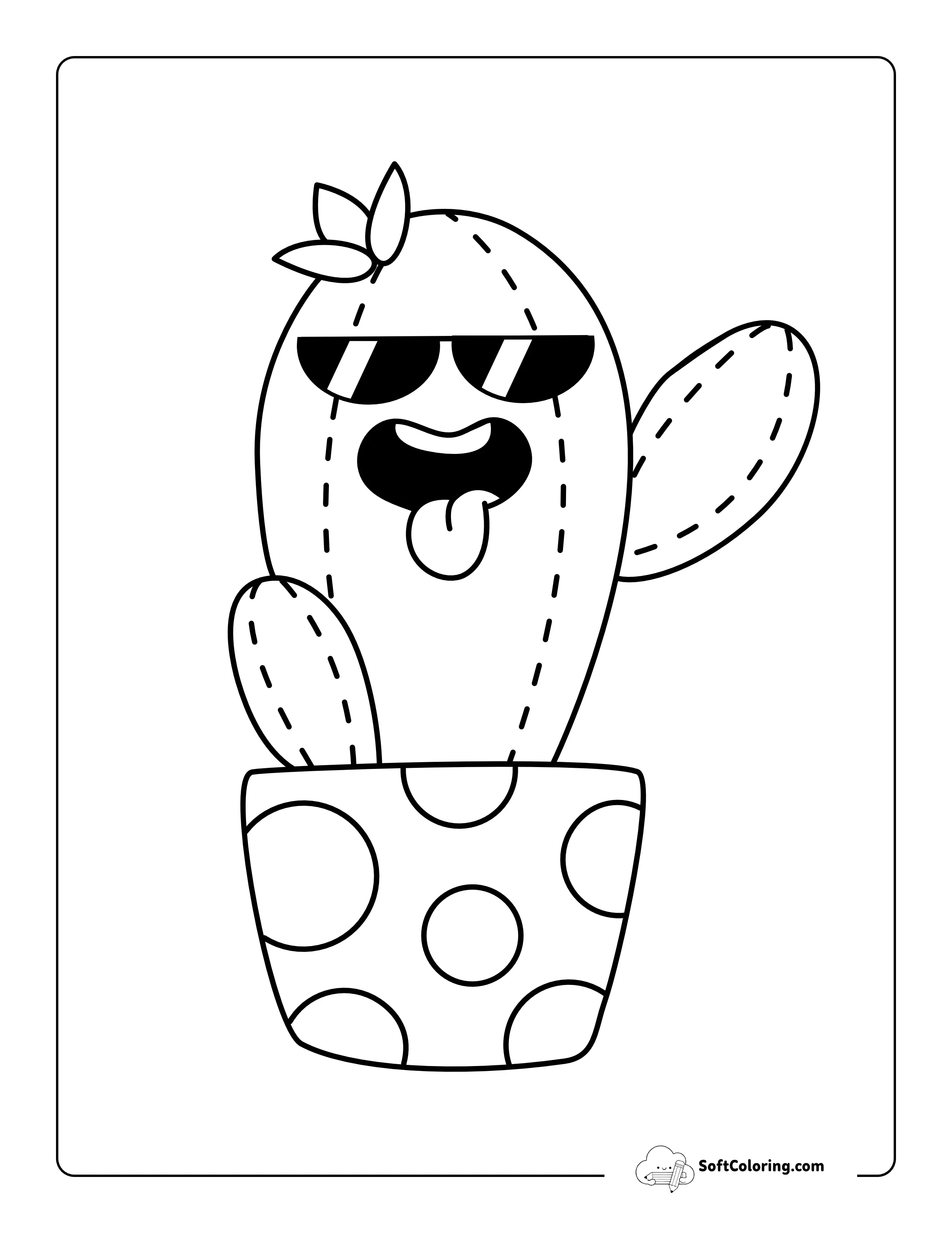 Cool Cactus Printable Summer Coloring Sheet For Kids