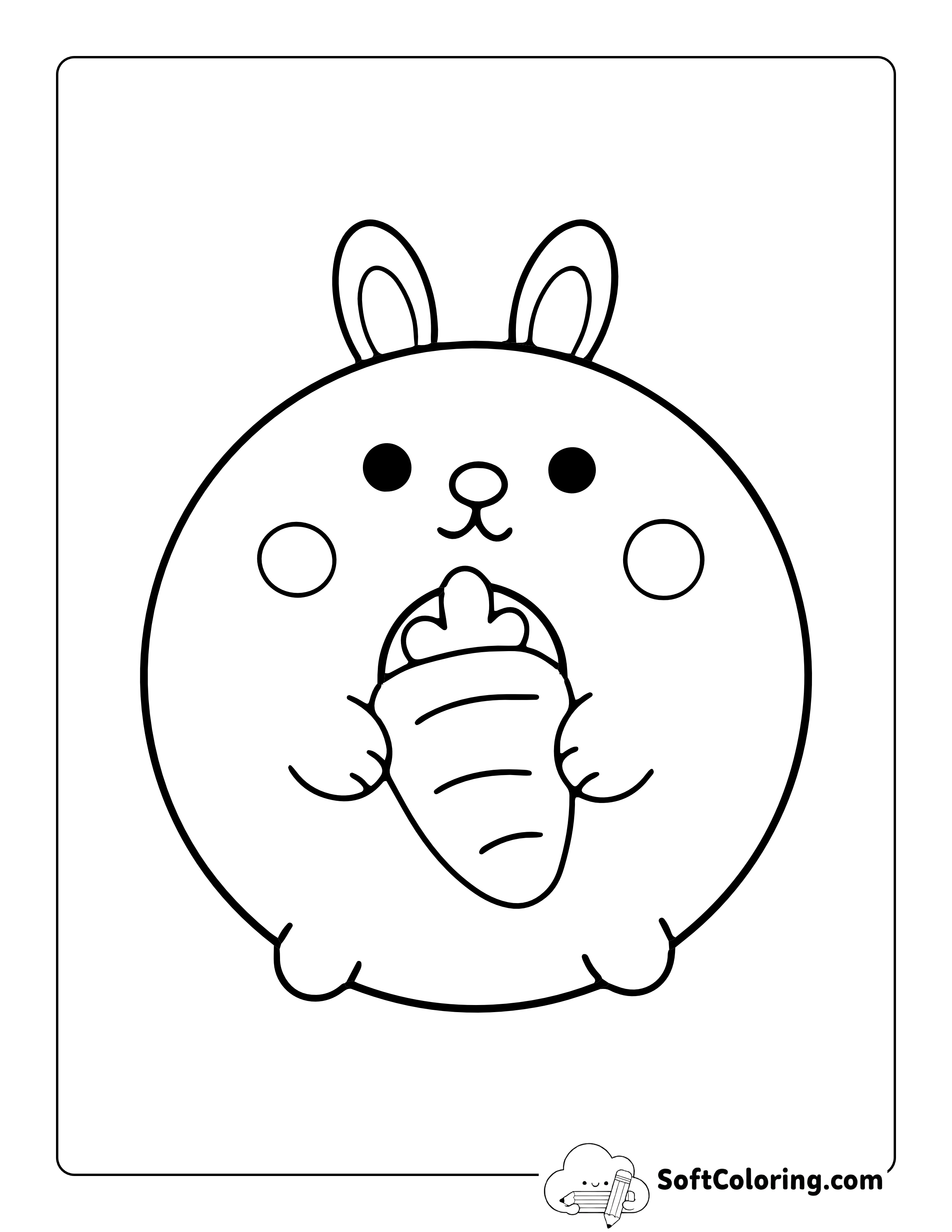 Cute Bunny Donut Coloring Page Printable